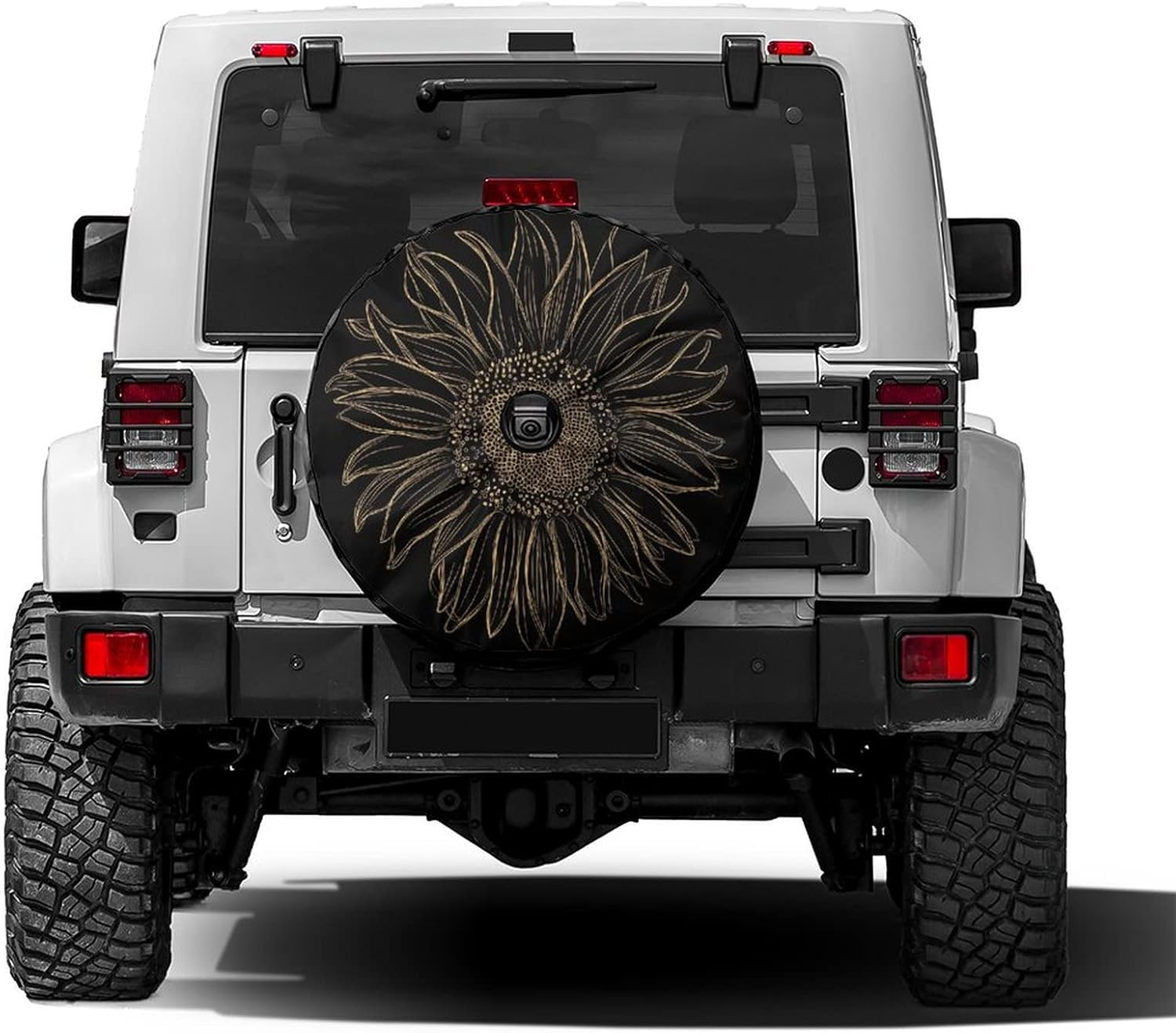 Delerain Spare Tire Cover with Backup Camera Hole Sunflower Wheel Covers Waterproof Dust-Proof UV Sun Universal Fit for RV Trailer RV SUV Truck (17 Inch for Diameter 31"-33") image number 6