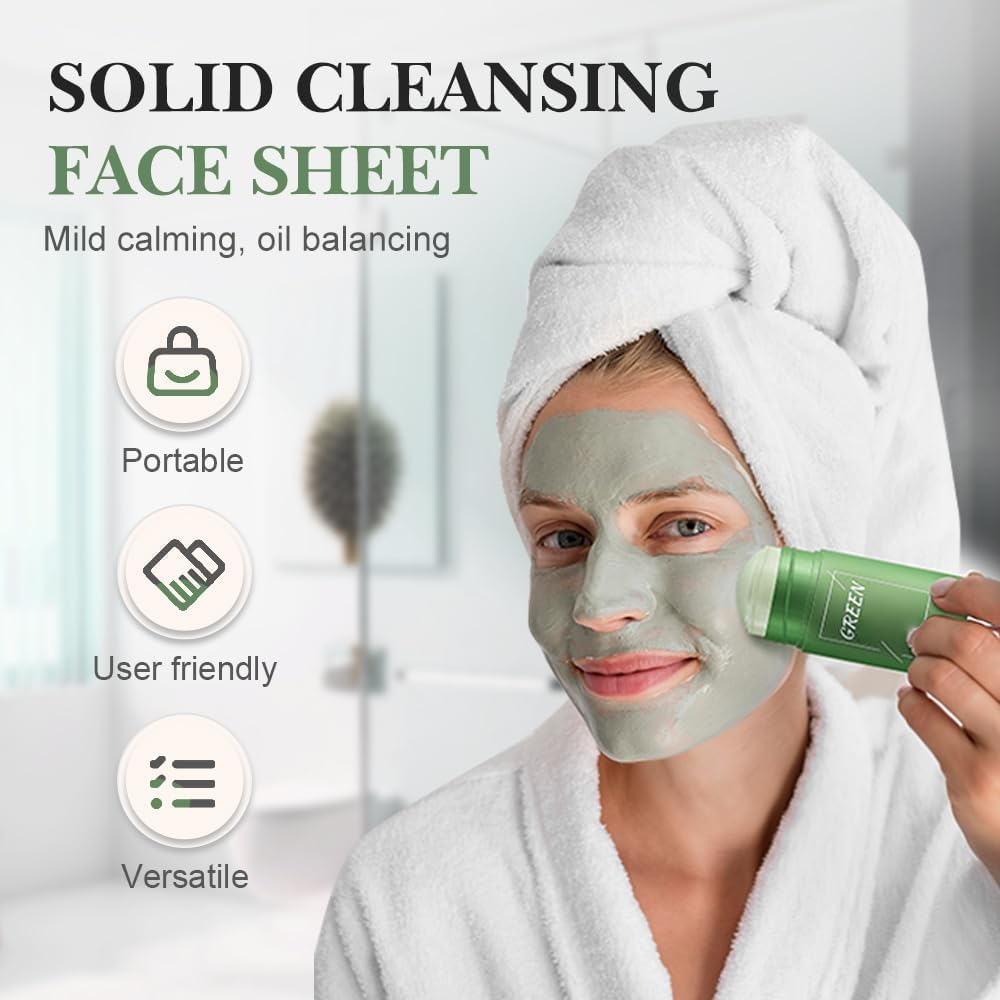 Green Tea Mask Stick for Face, Blackhead Remover with Green Tea Extract, Green Mask Stick for Face Moisturizing, Deep Pore Cleansing for All Skin Types image number 5