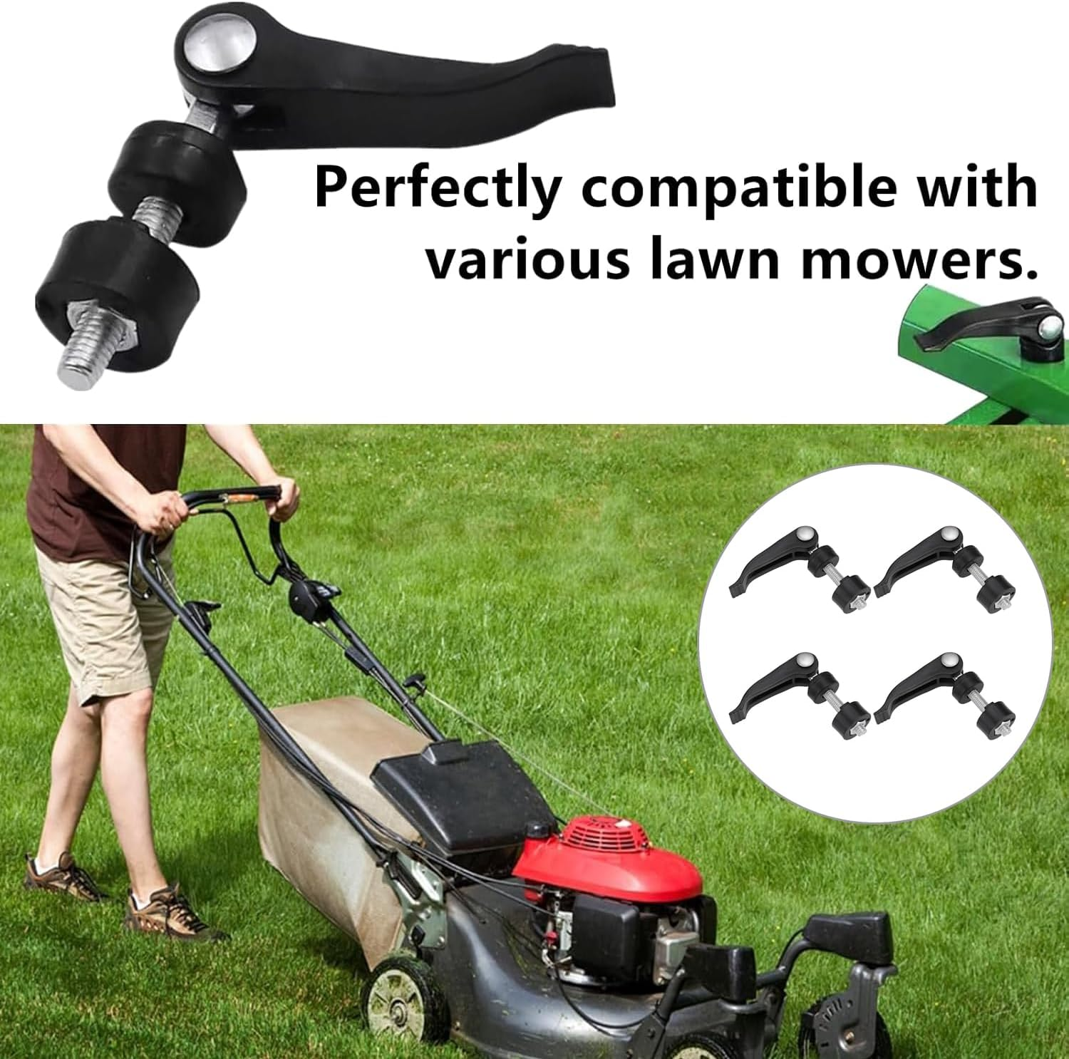 Yharnamite 4 Pcs Lawn Mower Handle Bolts, Lawnmower Fast Removal Screw Lawnmower Handle Quick Release Screw Suitable for Lawnmower and Push-Type Broach of Tile Cutter Repair Tool image number 1