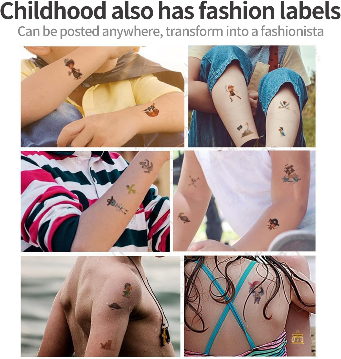 Shalve Pirate Temporary Tattoos Waterproof Fake Tattoos Stickers Color and Black and White Gift Idea Fillers Birthday Party Favour Supplies School Prizes Rewards Holiday D&eacute;cor Classroom Rewards image number 4