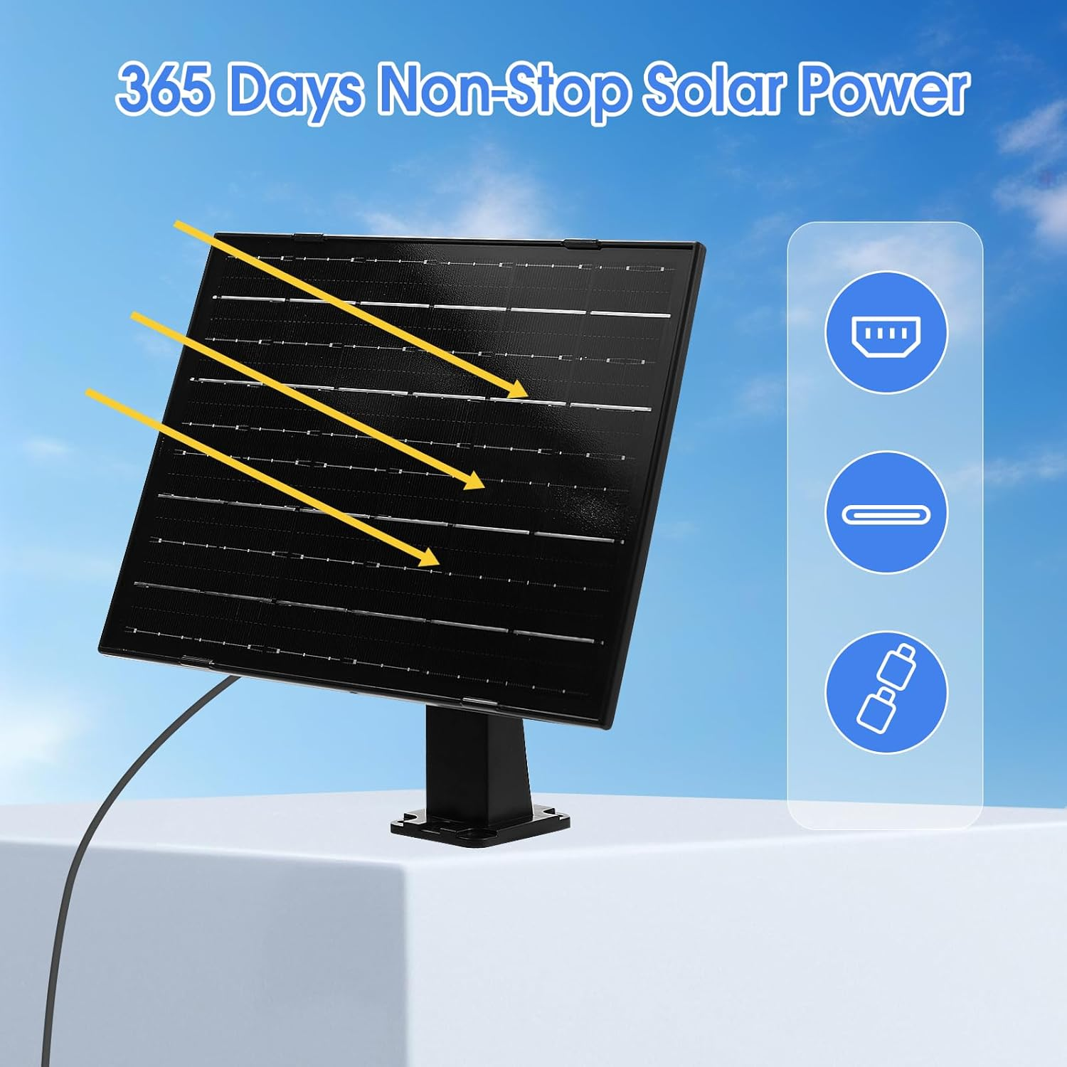 2Pack Solar Panel Charger Compatible with Eufycam 3/3C/2C/2C Pro/E40/E20/2/2 Pro/E/L20/L40/Solo/Solocam Spotlight, 6W 6V Solar Panel Compatible with Eufy Camera,Ip65 Waterproof image number 5