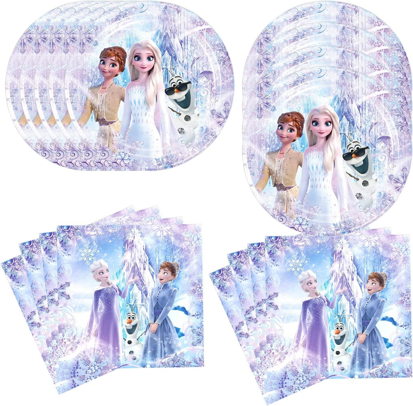 Domidola 40Pcs Frozen Party Supplies Include 20 Plates, 20 Napkins for the Frozen Birthday Party Decoration image number 4