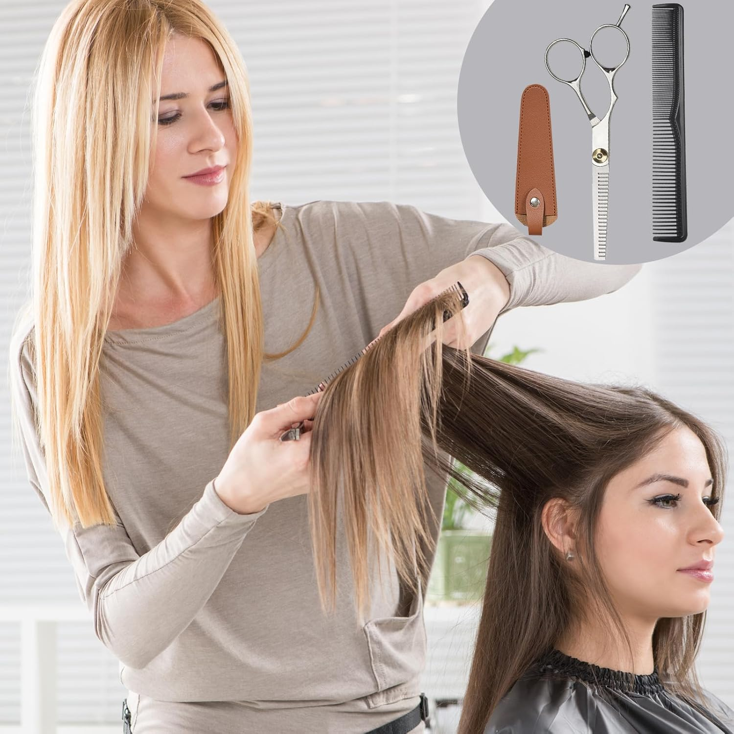 Hairdressing Scissors, Professional Hair Cutting Scissors, Scissors Hair Cutting with Comb and Leather Case, Hair Scissors, Rustproof, Hair Scissors for Men, Women