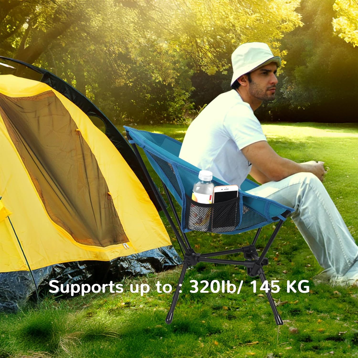 RISEPRO Upgraded Outdoor Camping Chair Portable Lightweight Folding Camp Chairs with Sturdy Triangular Structure & 2-Sided Pocket for Outdoor Backpacking Hiking Travel Picnic Fishing DC