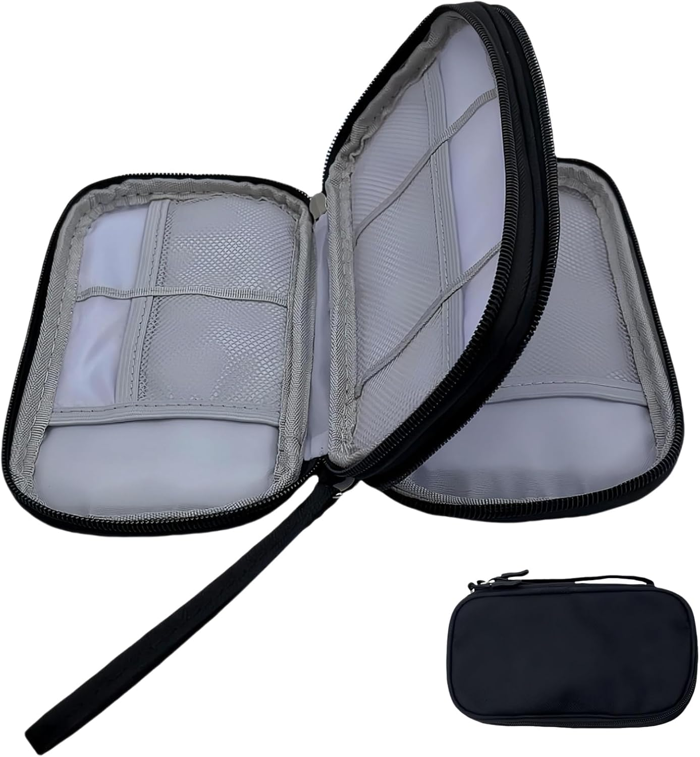 Castaic Travel Accessories Organizer Case Bag,Portable Waterproof Double Layers All-In-One Storage Bag for Cable, Cord, Charger, Phone,Sd Card,Power Adapter (Black) image number 1