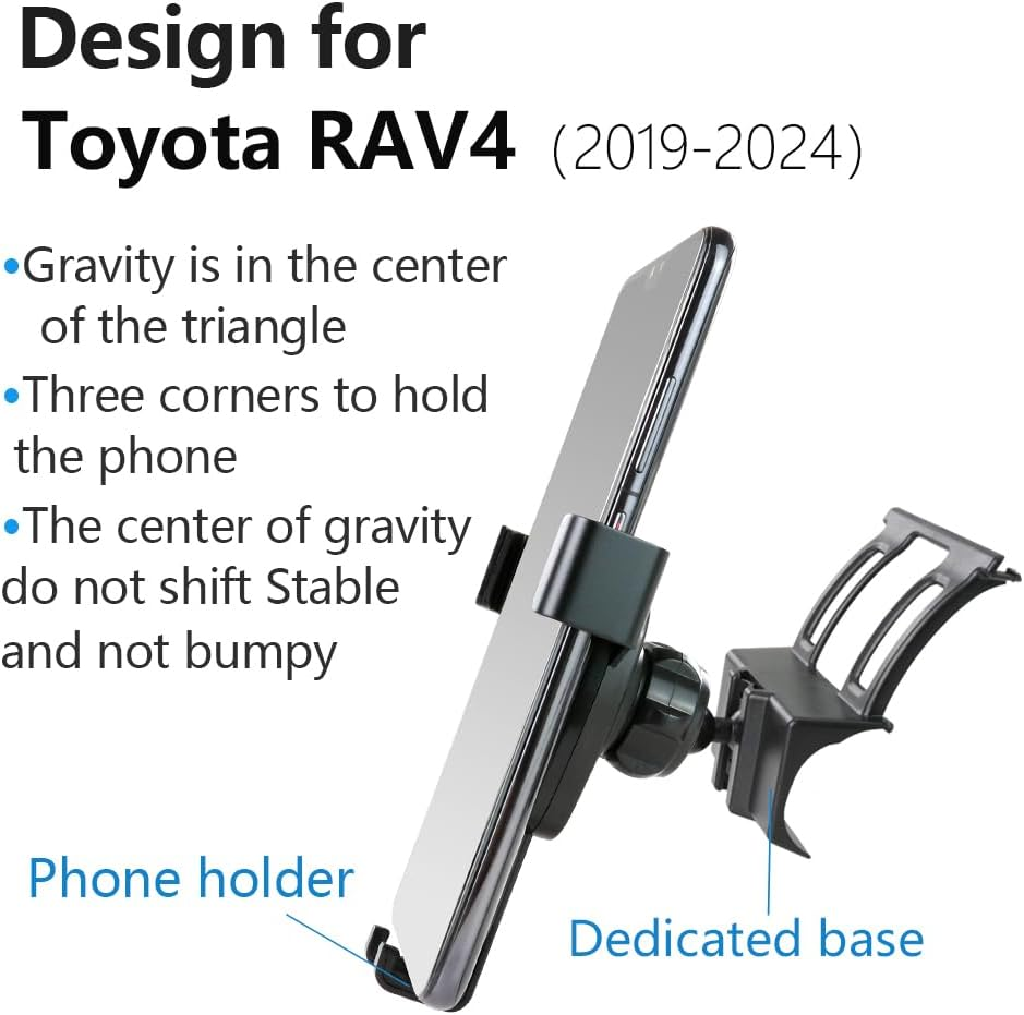 Musttrue Car Phone Holder for Toyota RAV4 2019-2024,Hybrid XSE Limited,Prime XSE 2021-2024 Auto Accessories Navigation Bracket Interior Mobile Cell Phone Mount（Not Fit RAV4 Le,Xle,Prime SE） - For Rav4 2013-2018 image number 3