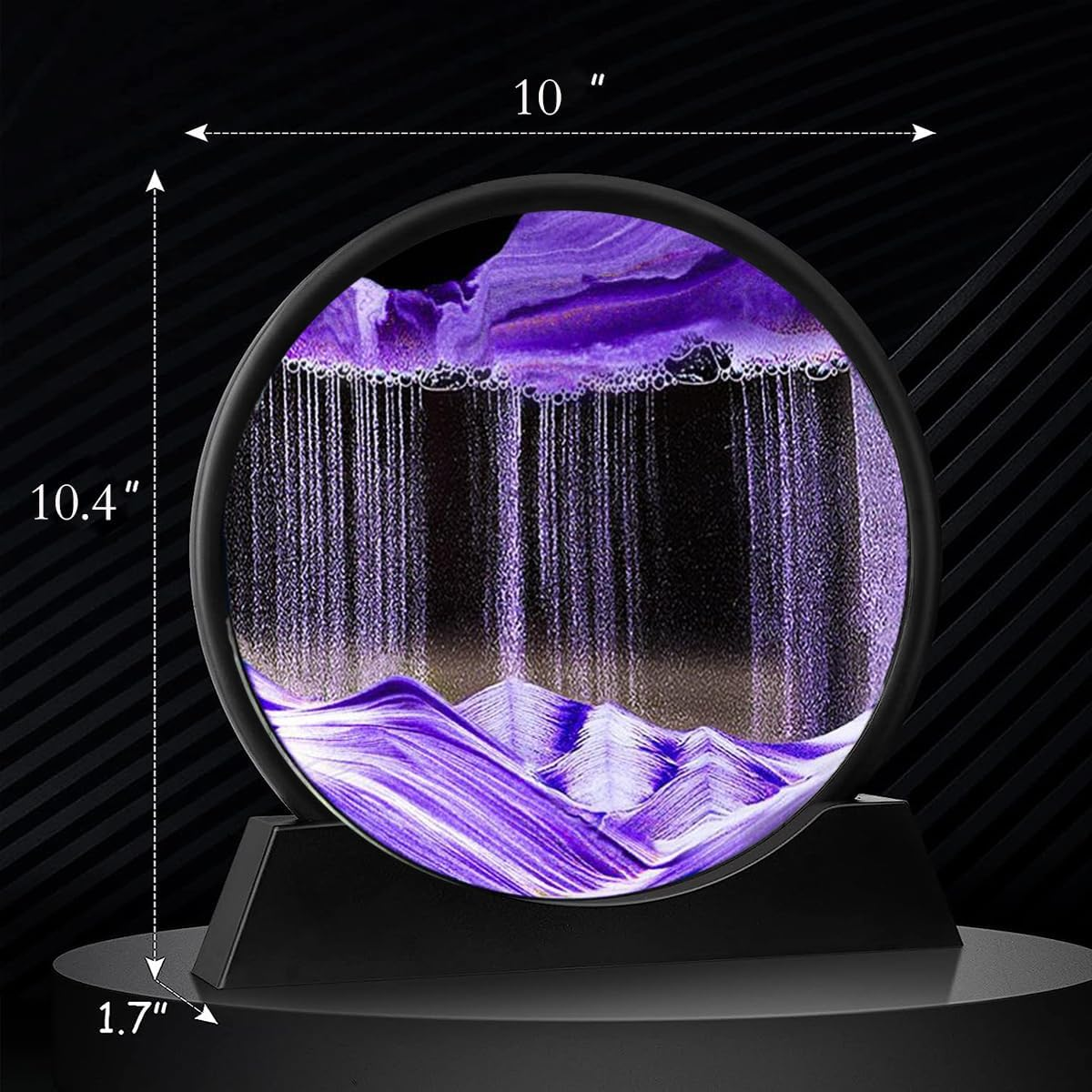 Sandbilder-Moving Sand Art Decor, Falling Picture in Motion, 3D Deep Sea Sandscape, Flowing Relaxing Toy, Rotating Display for Desktop Office Home (Purple, 12") image number 6