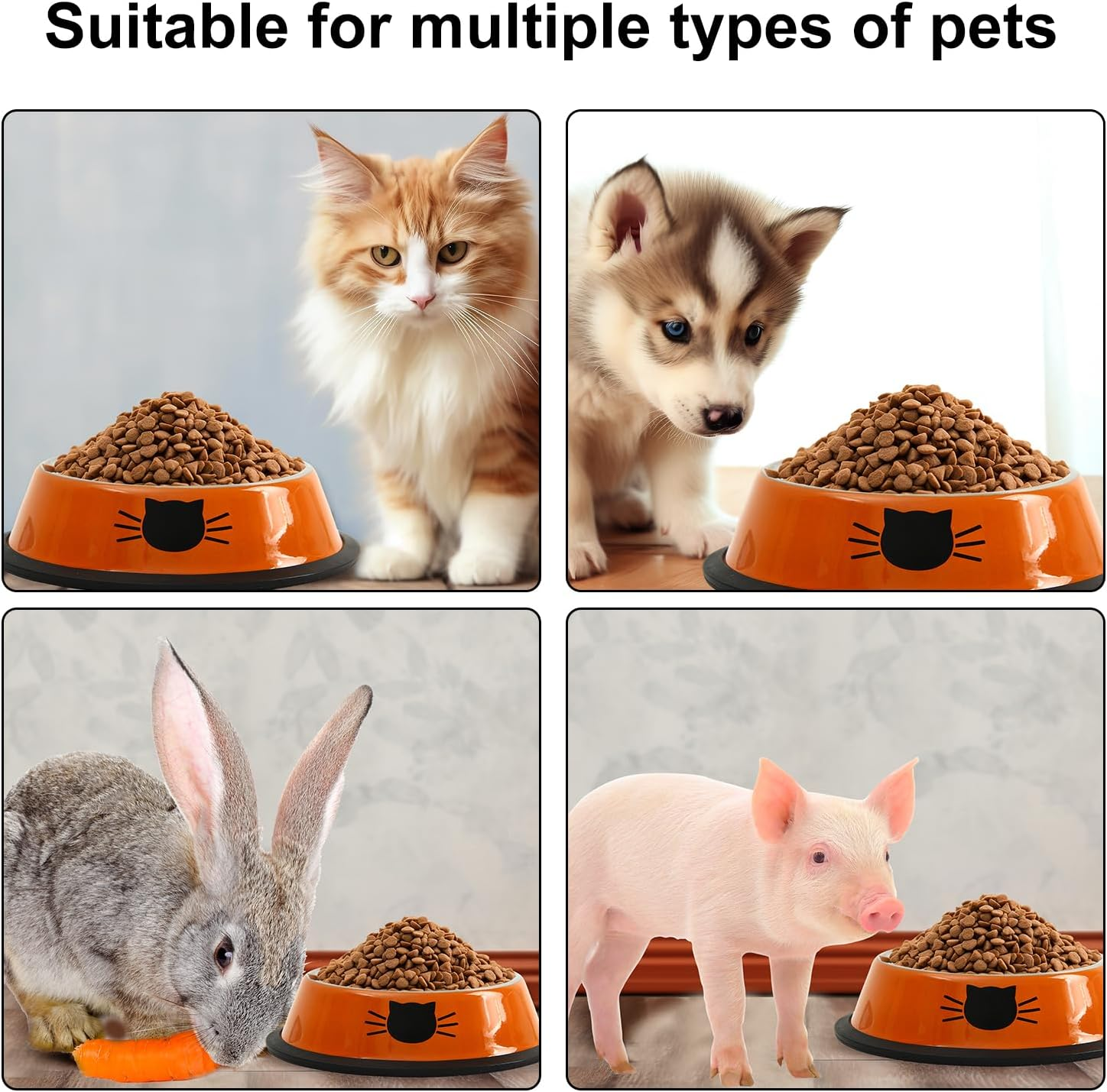 3Pcs Cat Bowls Stainless Steel, Small Pet Bowl, Shallow Wide Flat Cat Food Bowls,Anti Slip Cat Food Bowl Suitable for Indoor Small Cats and Small Dog Animals (Blue Green Gray) - Orange Gray Blue image number 3