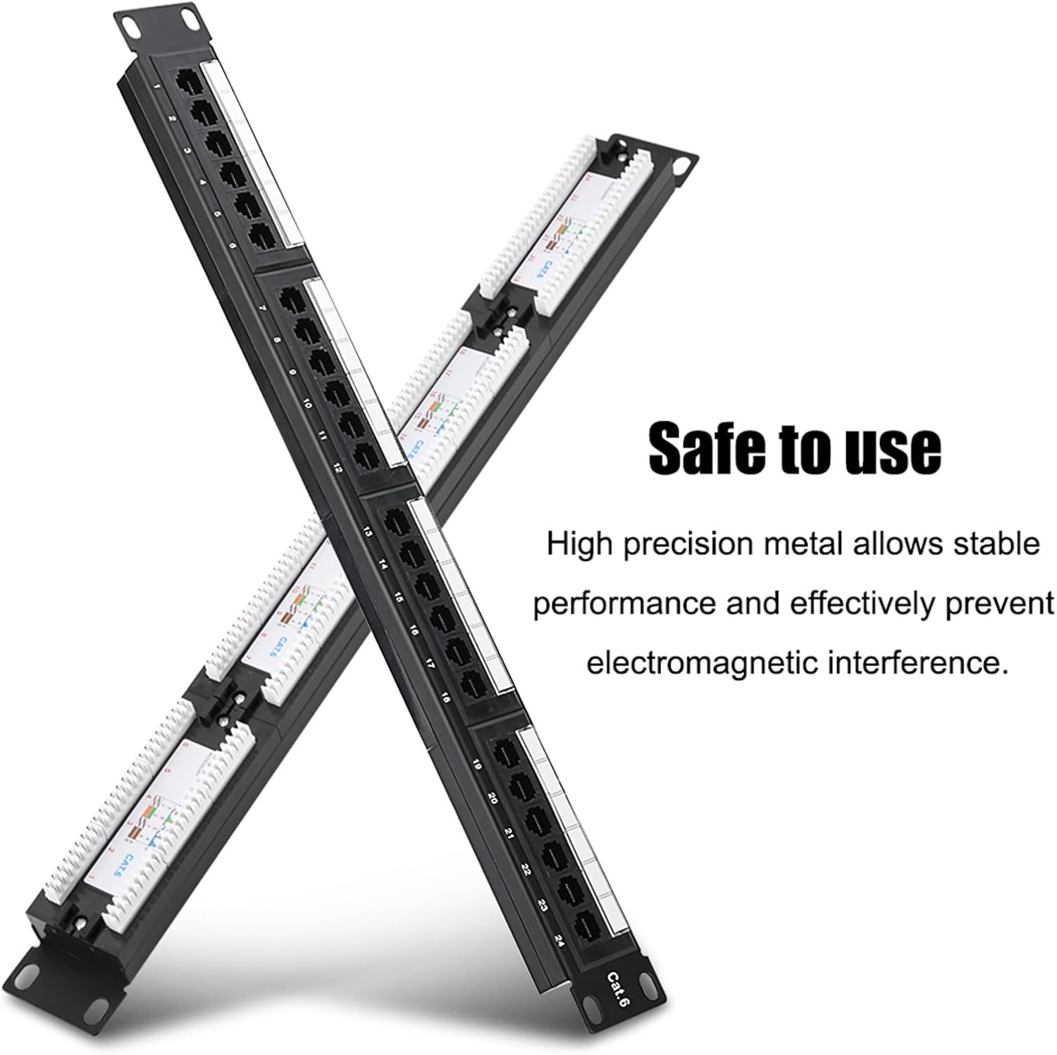 Marhynchus 24 Port CAT6 Patch Panel Network Cable Rack Mountable High Speed Transmission for Network Cable Management with Metal Frame image number 2