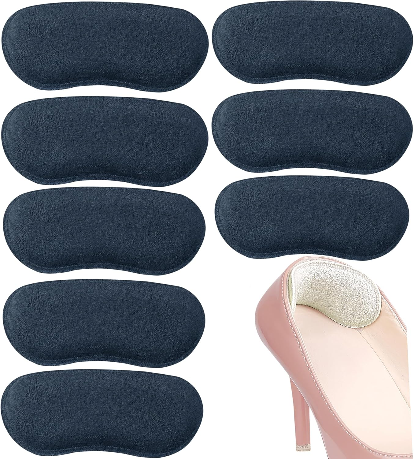 YBVABE Heel Grips Liner Cushions Inserts for Shoes Too Big - 8 Pieces Large Heel Pads Snugs for Sports Shoes Too Big, Improved Fit and Comfort Filler for Men & Women, Stop Heel Slip and Blister