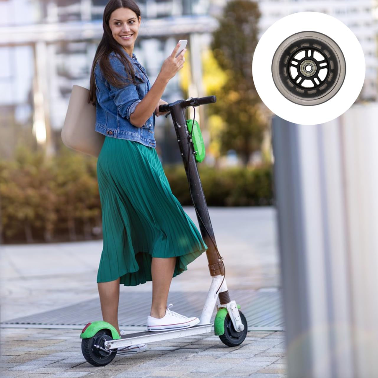 Brand Scooter Wheels 100Mm - Silent Pu Replacement Wheels for Scooters Luggage and Swing Cars - Easy Installation Weather-Resistant Performance image number 3