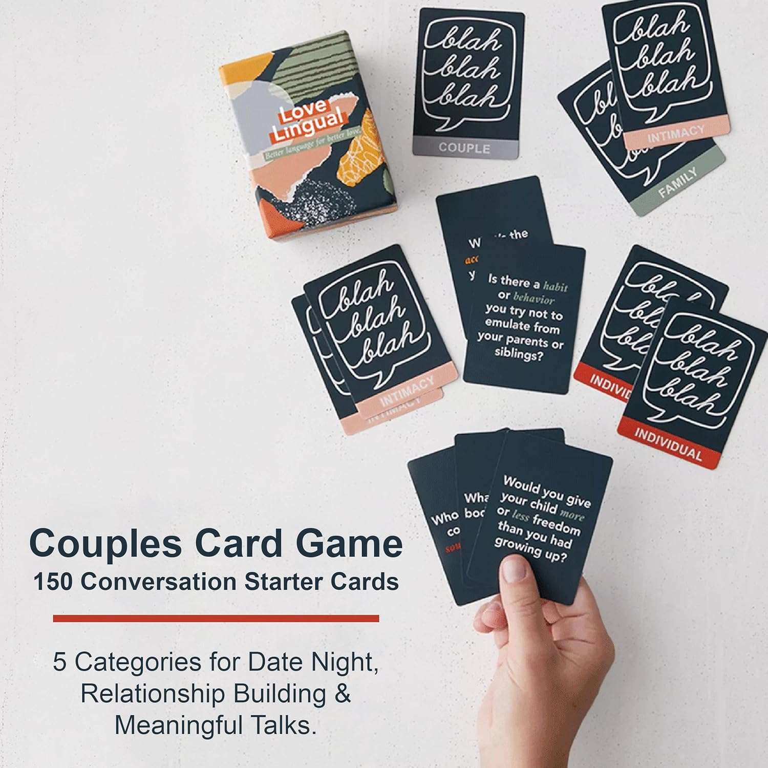 Love Lingual: Card Game - Better Language for Better Love - 150 Conversation Starter Questions for Couples - to Explore & Deepen Connections with Your Partner - Date Night & Relationship Cards - Level 2 image number 2
