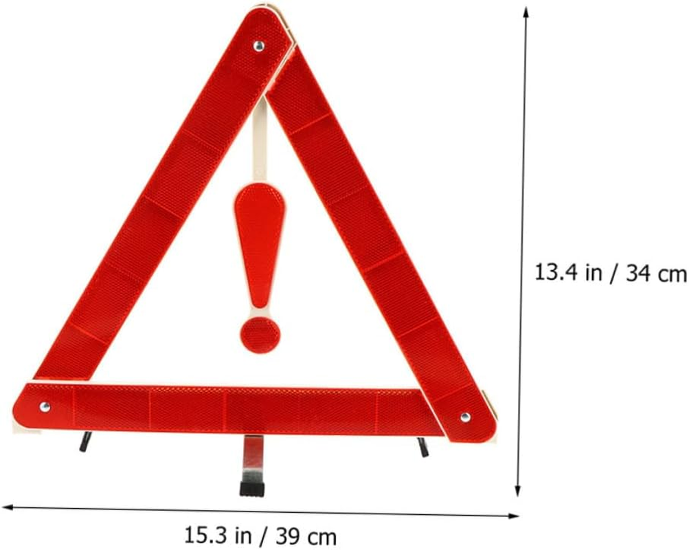 Alipis Foldable Car Road Warning Sign Triangular Safety Triangle with Reflective Strips Weather-Resistant Plastic Tripod for Vehicle Breakdown and Roadside Safety image number 3
