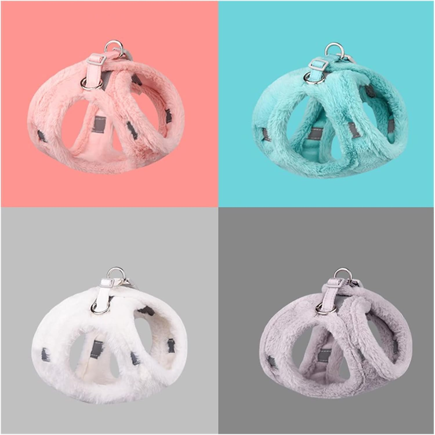 KANGYEBAIHUODIAN Adjustable Dog Harness No Pull Puppy Cat Winter Warm Harnesses Lead Leash French Bulldog Chihuahua Collar Rope Pet Accessories (Color : Pink, Size : L) image number 4