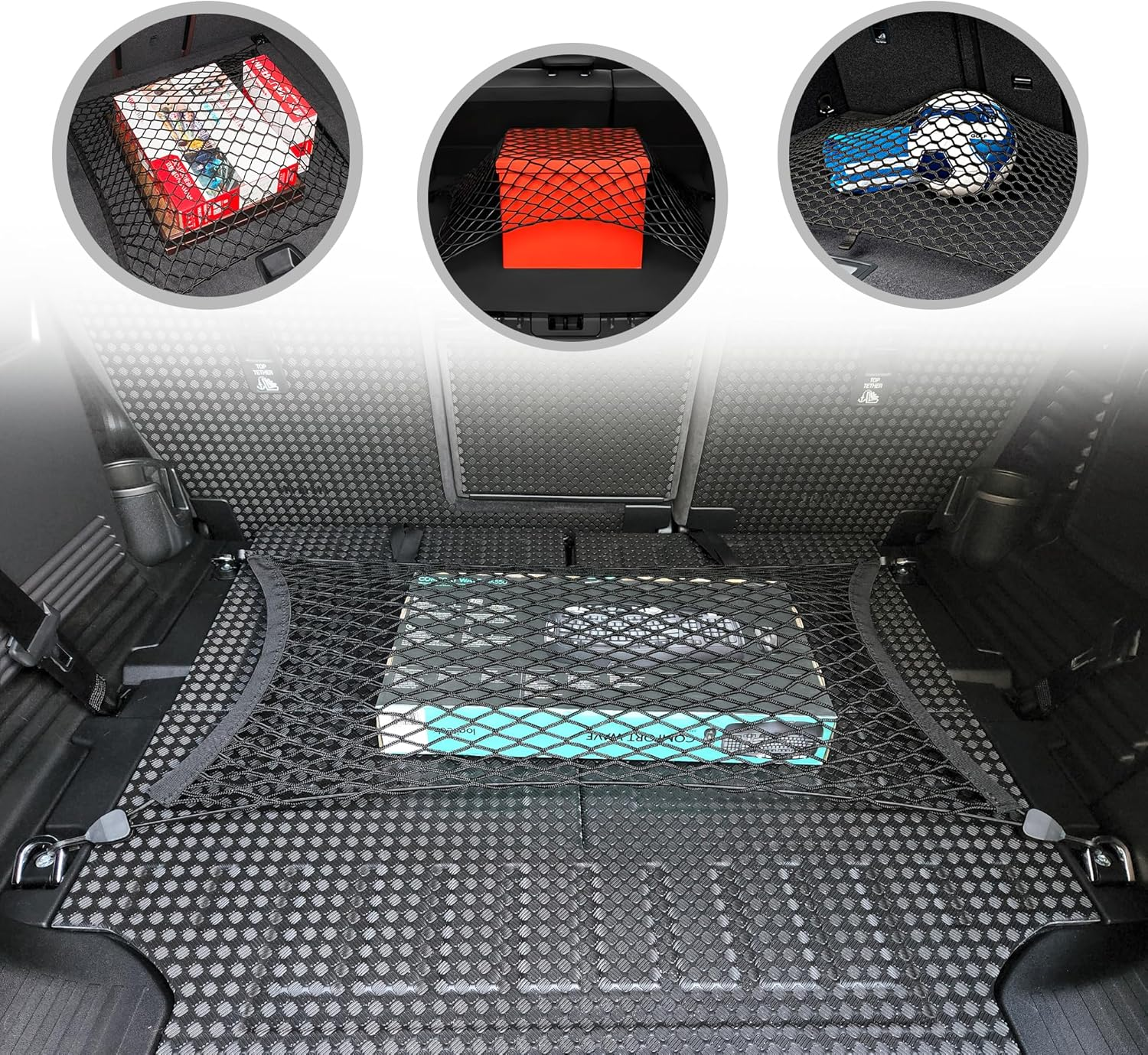Floor Style Automotive Elastic Trunk Mesh Cargo Net for Land Rover Defender 2020-2024- Premium Trunk Organizers and Storage - Luggage Net for SUV - Best Car Organizer for Land Rover Defender image number 3
