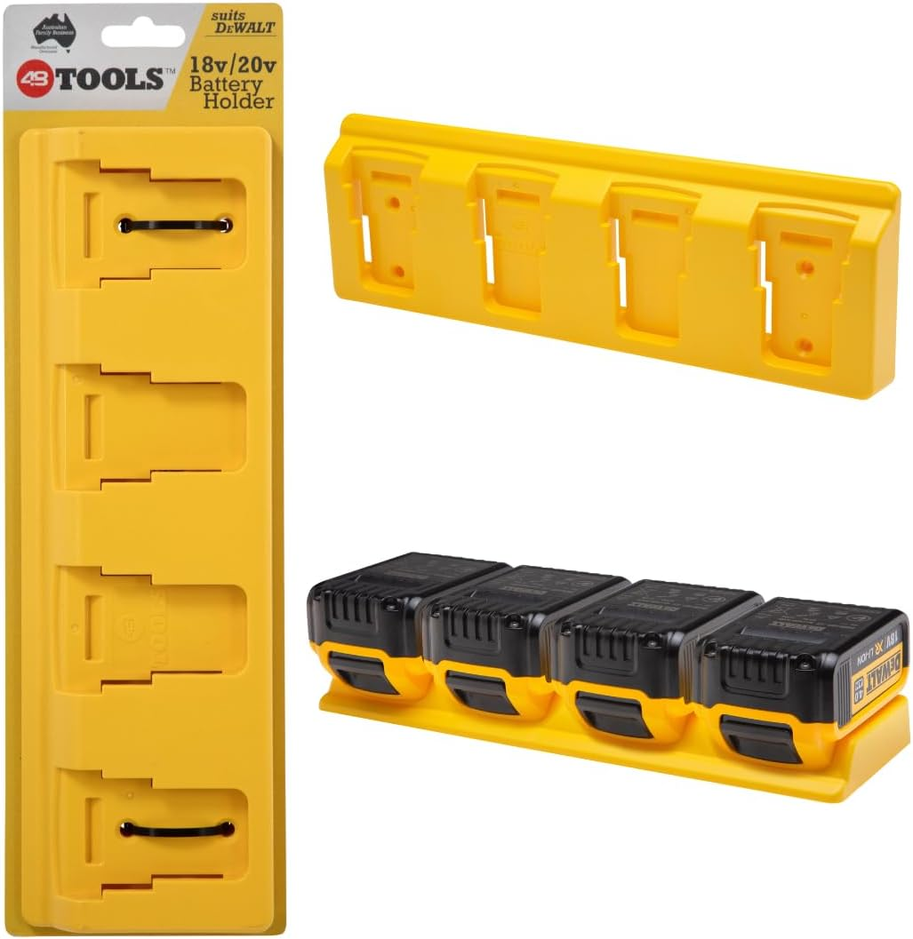 48 Tools Battery Holder for Dewalt 18V & 20V Battery Holder - Durable Wall Mount Storage for Cordless Power Tool Batteries, Easy Install, Commercial-Grade ABS image number 3