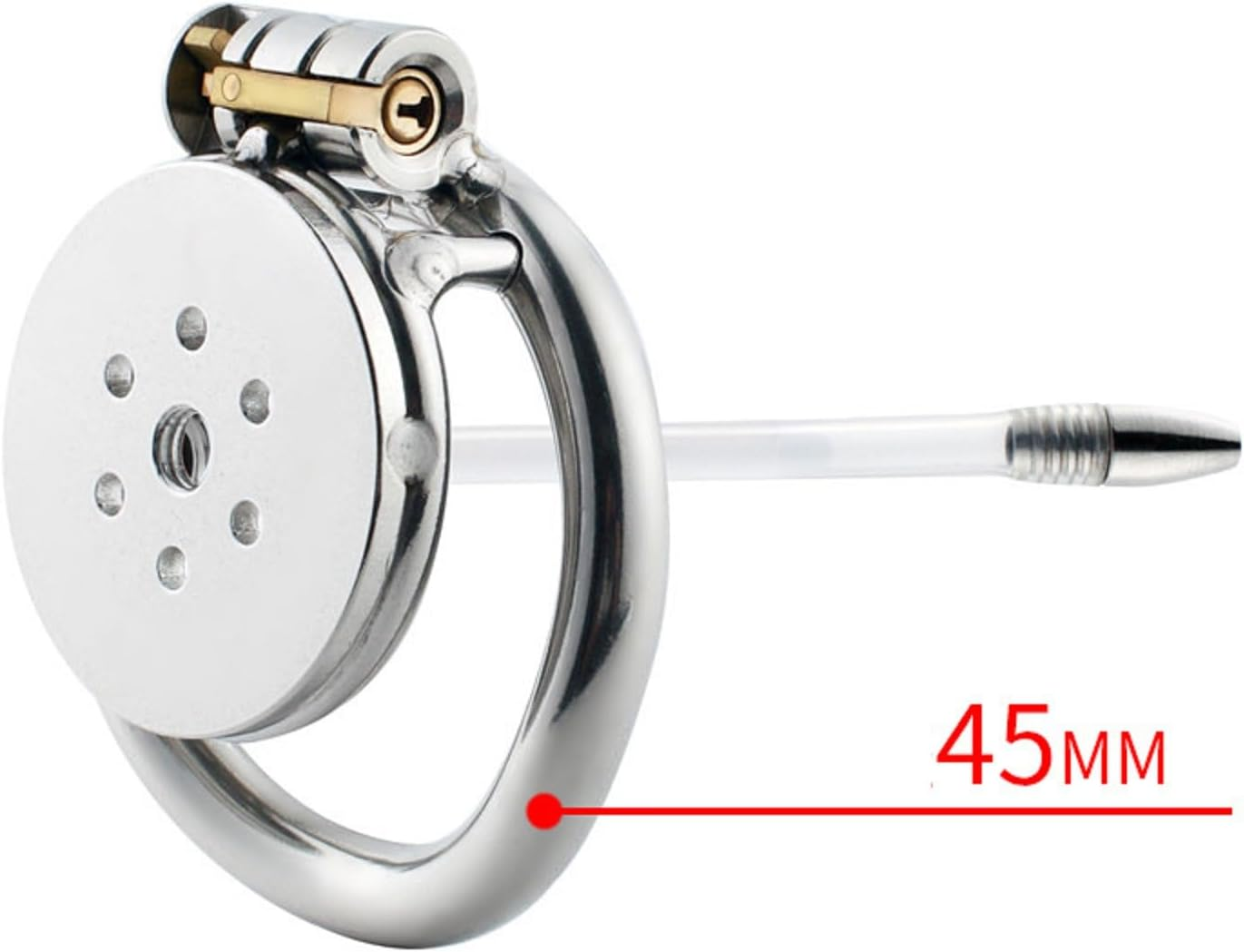 Male Chastity Bondage Cage Metal Penile Lock Stainless Steel Chastity Lock with Hose Penis Bondage Cage 50Mm image number 4