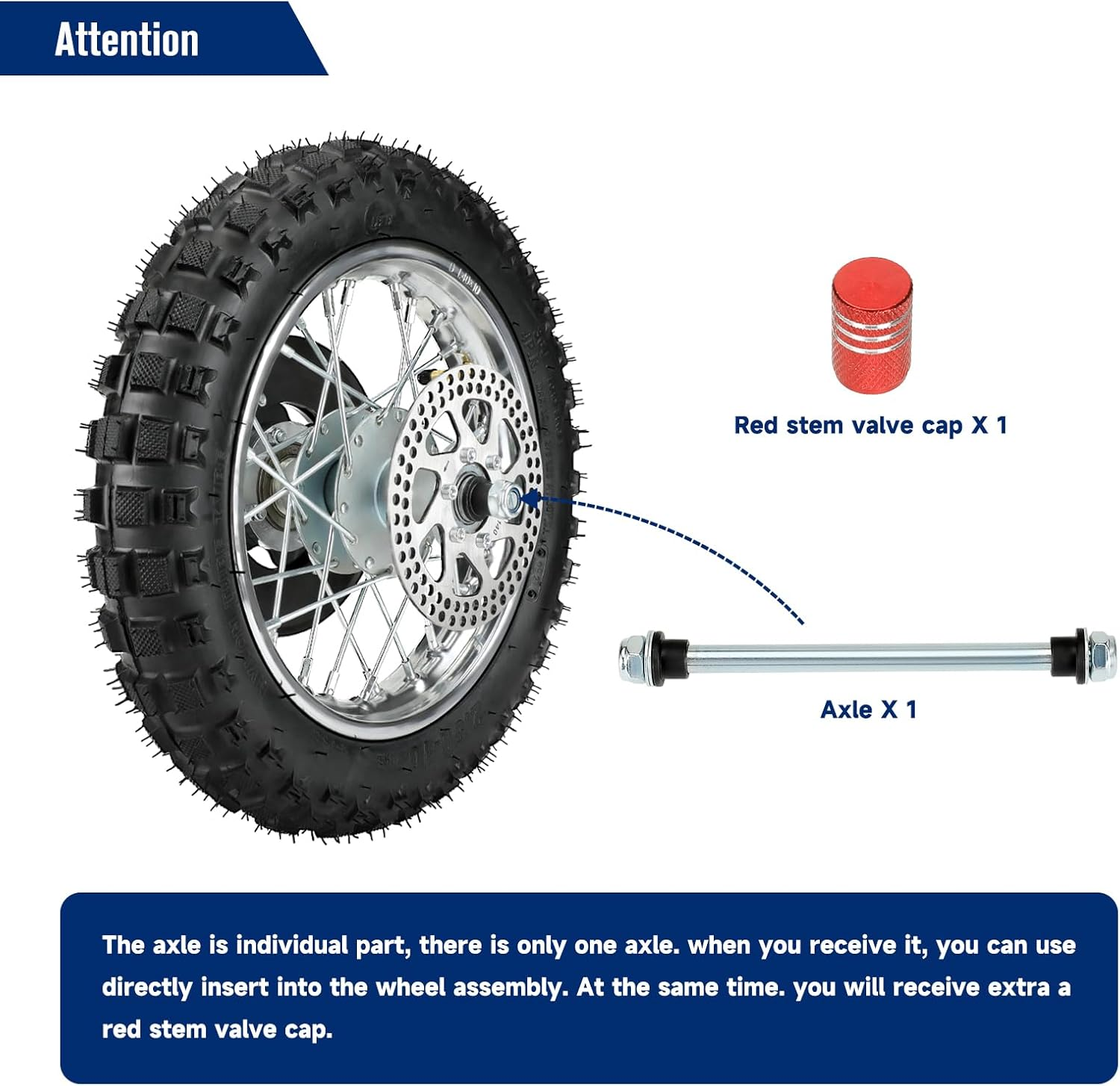 FVRITO Rear Wheel Assembly Replacement for Razor MX500 MX650 SX500 Mini Dirt Rocket Bike 2.50-10 2.50X10 Tire Tube Rim Chain Sprocket Axle Brake Rotor Parts image number 2
