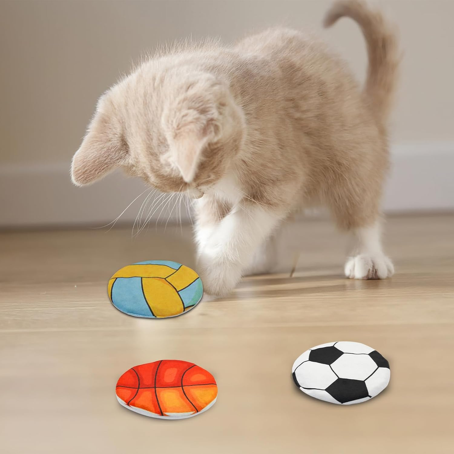 Andiker Catnip Toy, 3-Piece Cat Chew Toy with Catnip and Crinkle Sound, Interactive Cat Toy, Catnip Ball, Plush Cat Toy for Cat for Teeth Cleaning Chewing (3 Pieces)