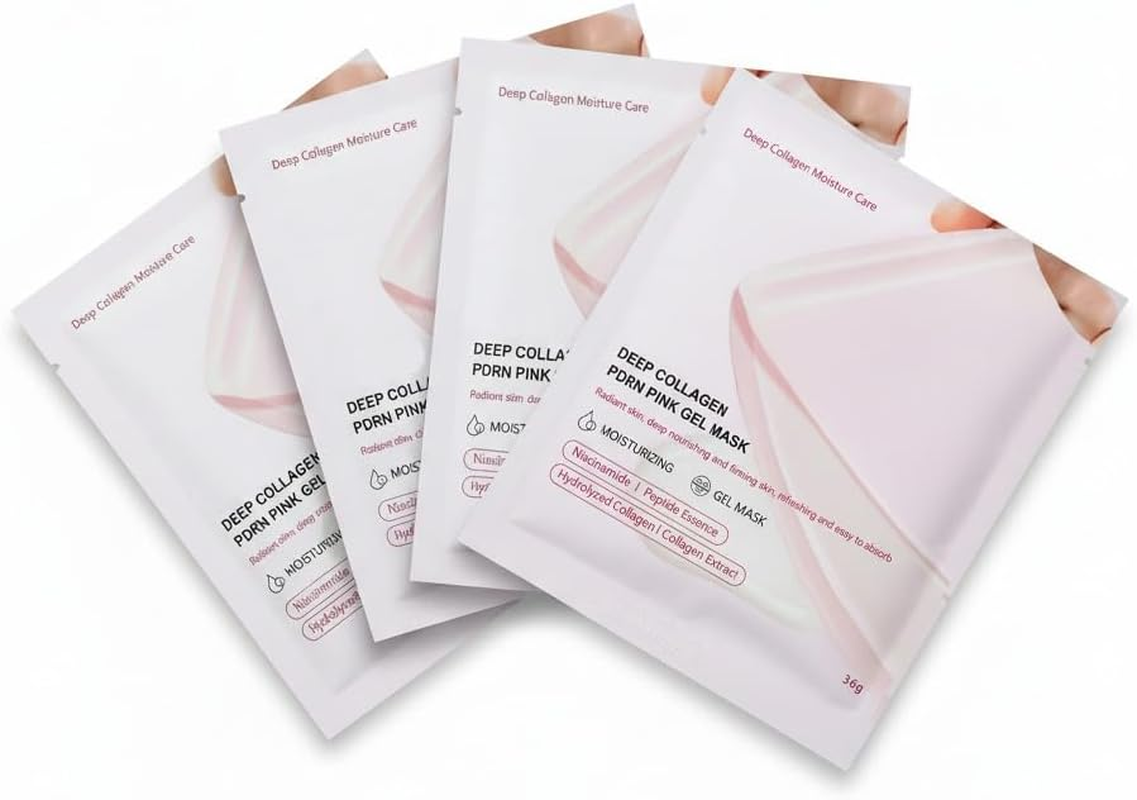 Pink Salmon DNA PDRN Collagen Gel Mask, Deep Hydrating and Anti-Wrinkle Formula, Color-Changing Collagen and Skin-Repairing Ingredients, Restoring Elasticity and Brightening Overnight Use to Youthful Glow (8 Pcs/ 2 Box)
