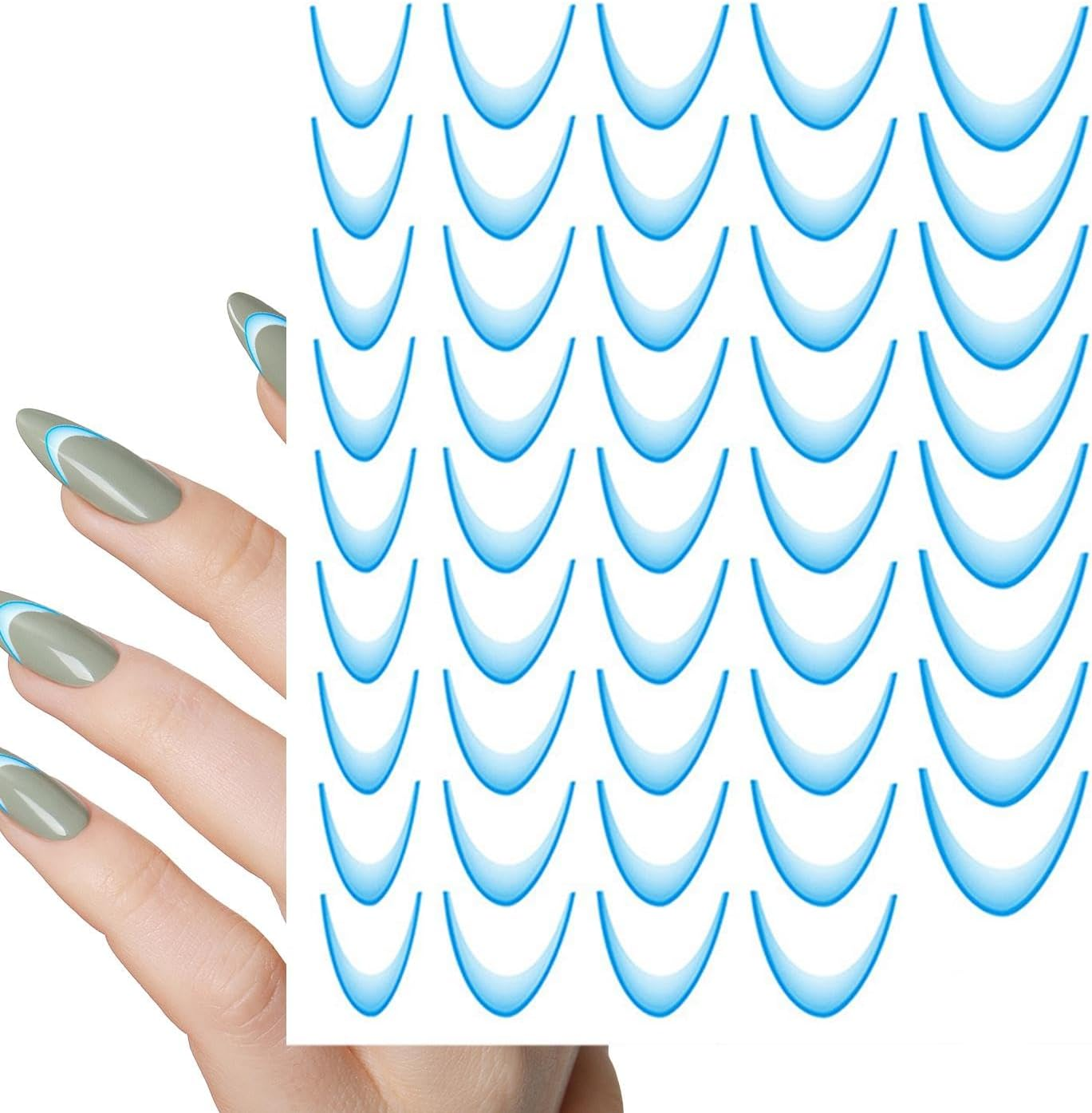 French Tip Stickers - Nail Stickers | Nail Strips | French Nail Stickers | French Tip Nail Stencils | Nail Forms Fringe Tips Guide Sticker | Decals Strips | Template Nail Tools for Nail image number 1