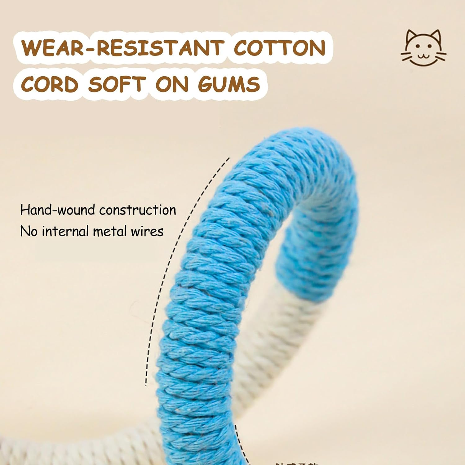 FOSDICK 4 Pieces Cat Toys for Indoor Cats Adult Kitten, Self Amusement Cat Toy, Kitten Teething Toys Chew Rope, Teeth Cleaning Stress Release Cotton Rope for Indoor Cats Kittens to Bite, Chew, Kick image number 3