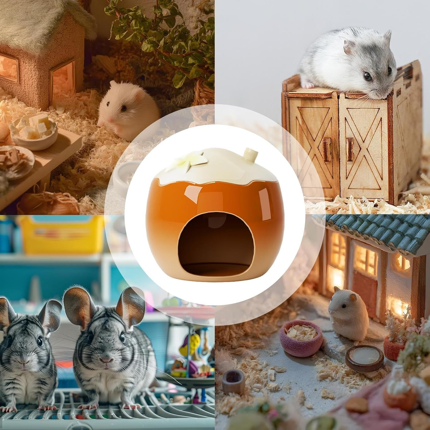 Cool Hamster House - Hamster Cooling Cave | Fruit Shape Small Animal Nest, Cooling Habitats for Lemmings Squirrel Chinchilla Gerbils Hedgehog image number 4