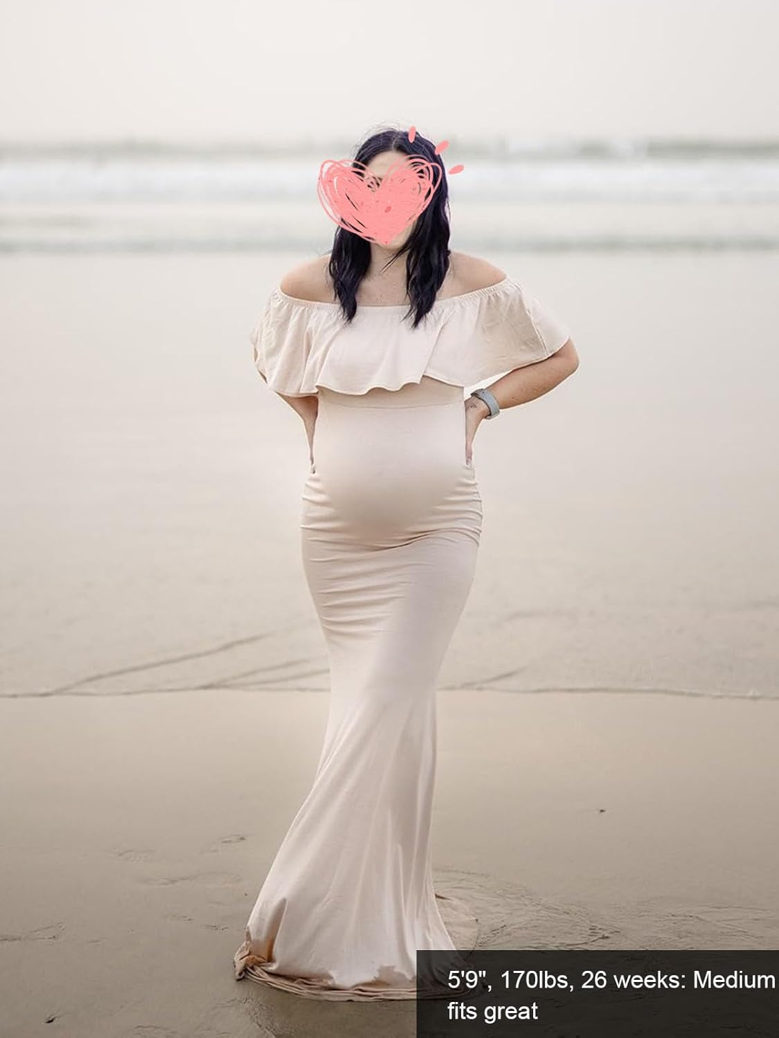 Glampunch Womens off Shoulder Maternity Dress Ruffles Elegant Slim Gowns Fit Maxi Photography Dress image number 4