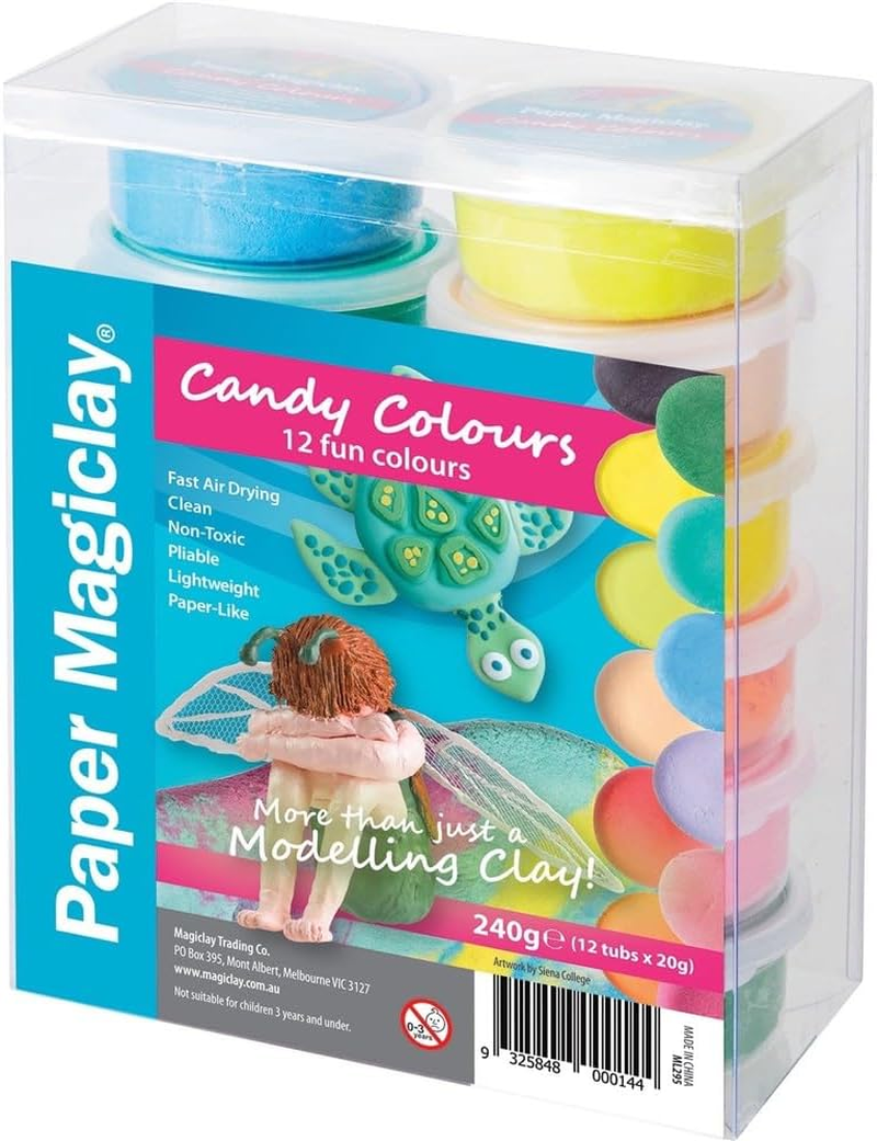 Zart Paper Magiclay Modelling Clay 12-Pieces, Candy Colours