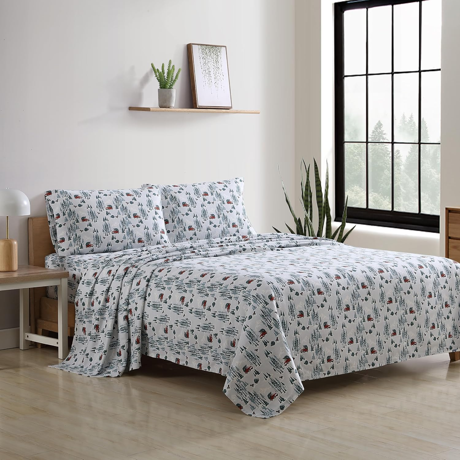 Eddie Bauer - Queen Sheets, Cotton Flannel Bedding Set, Brushed for Extra Softness, Cozy Home Decor (Tree Farm, Queen) image number 5