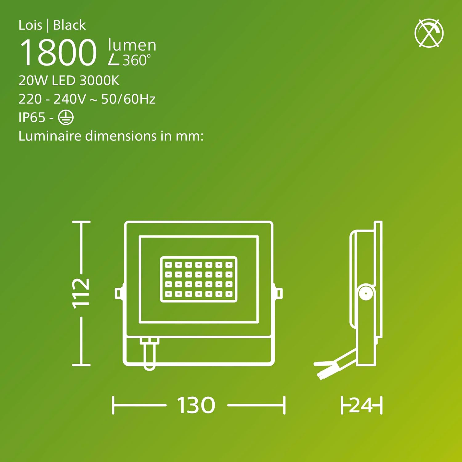 Philips Lois Outdoor Floodlight, 20 W, 3000 K, Black​ image number 3
