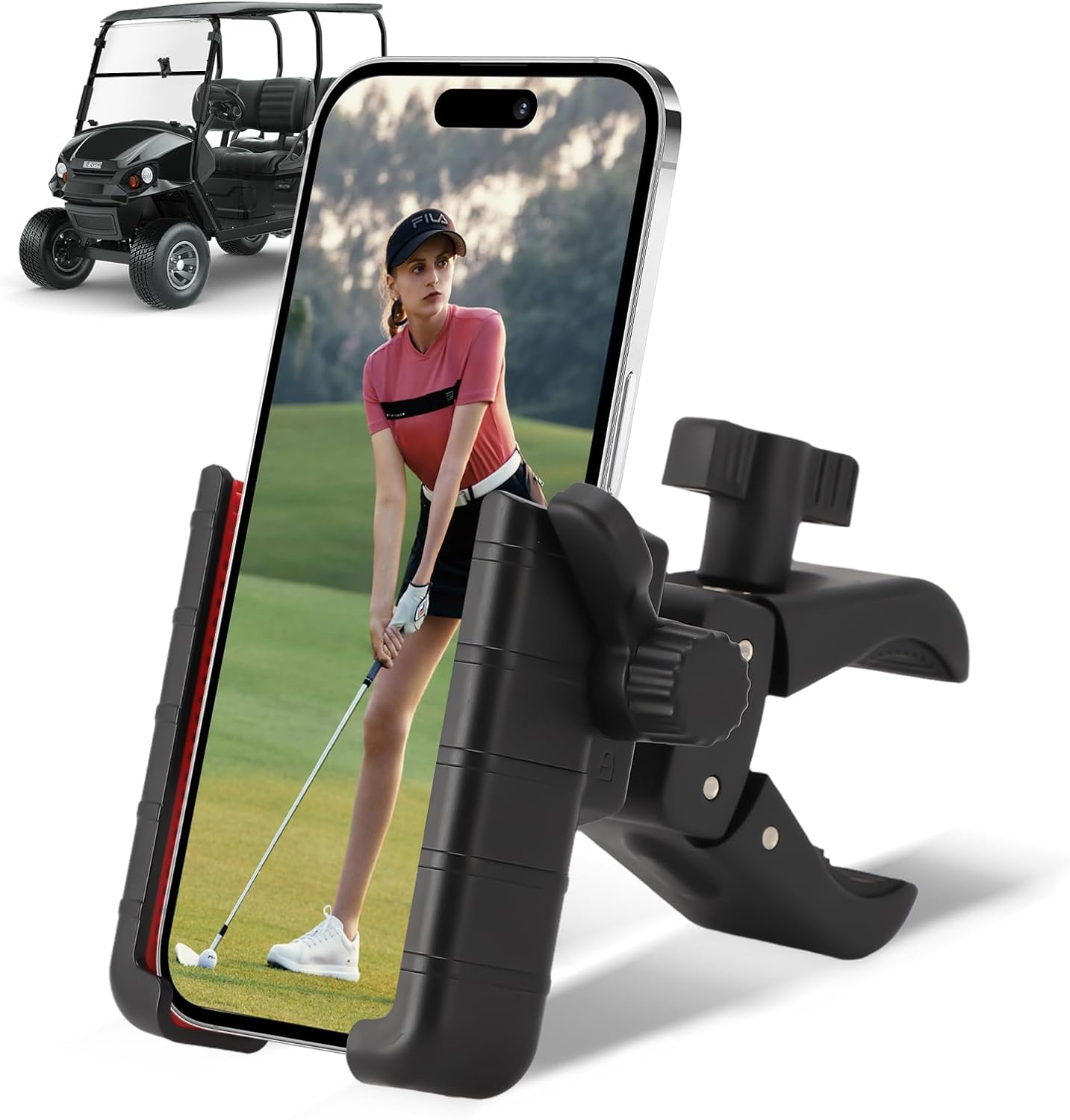ZEMBSOYA Golf Cart Phone Holder,Bike Phone Holder with 360 Degree Rotation Compatible with Most Smartphones and Phone Cases