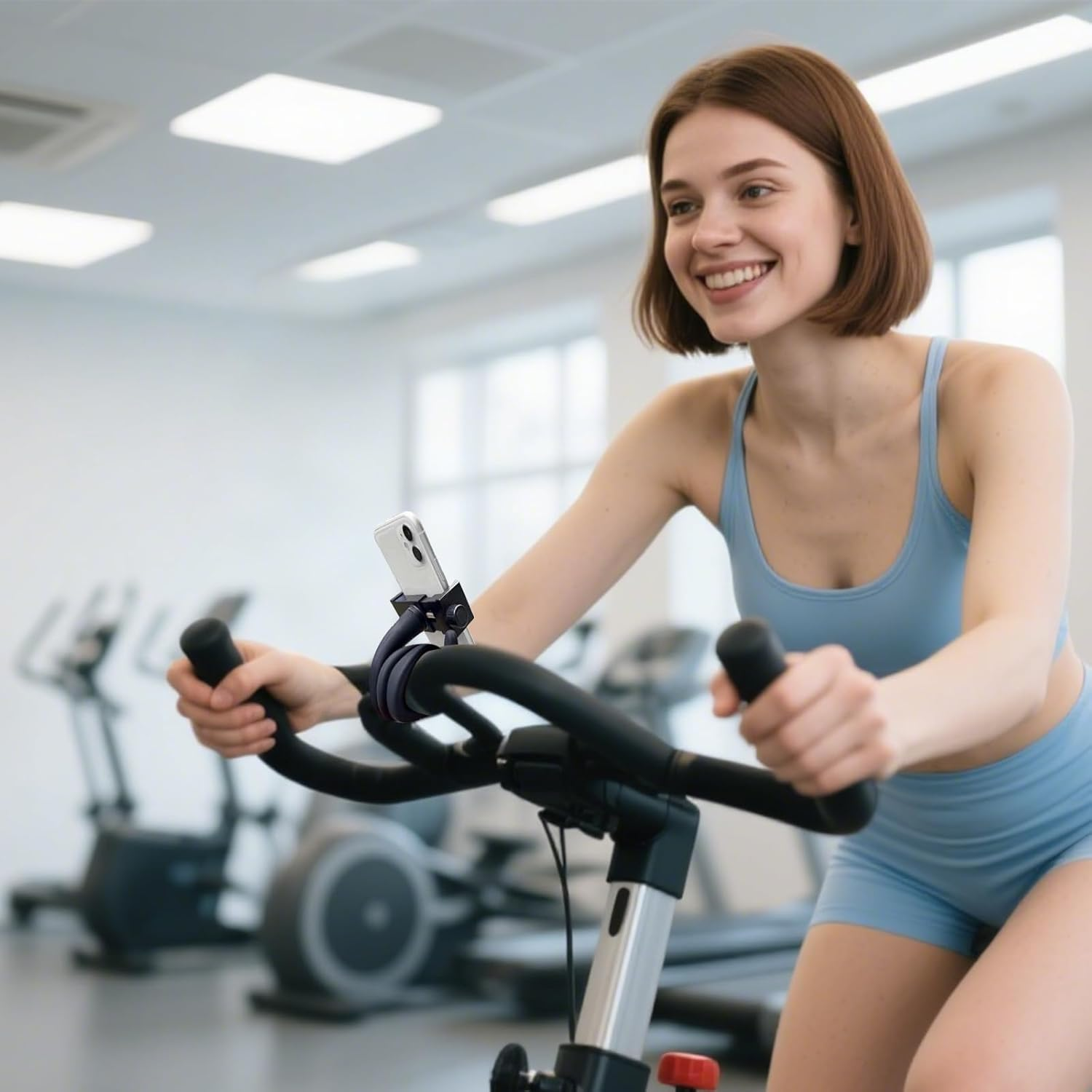 Portable Phone Holder with Anti-Slip Handrail Flexible Bicycle Phone Holder Suitable for Desk Handlebars Treadmill Cart Shopping Cart Kitchen Car image number 4