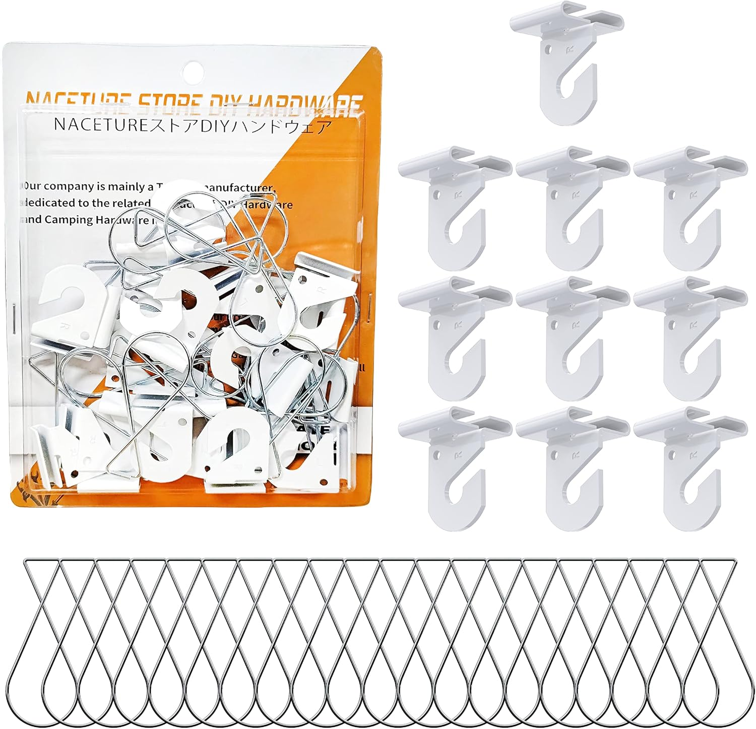 NACETURE 30 PCS Drop Ceiling Hook for Hanging &ndash; 10 Pack White Heavy Duty Ceiling Hooks & 20 Pack Drop Ceiling Clips Suspended Ceiling Decorations Tile Hanger for Classroom Office Home Wedding image number 4