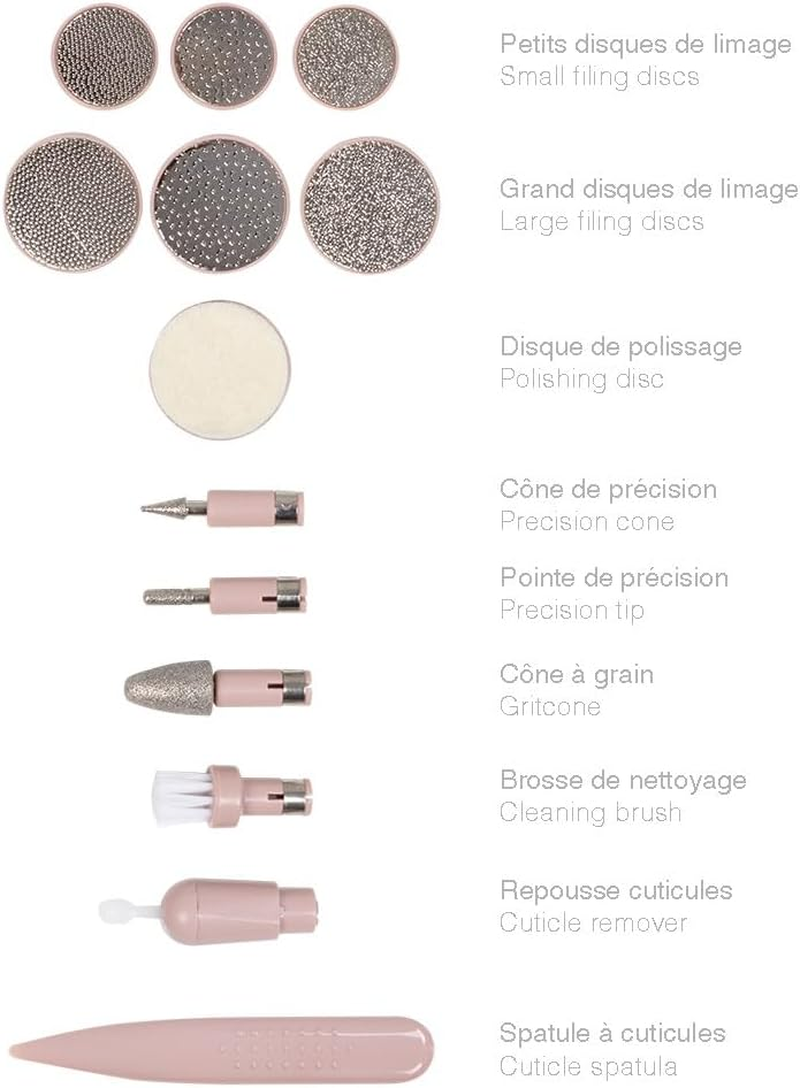 LIVOO, DOS190 Manicure and Pedicure Set, 2 Speeds, 3 Hours Runtime, 12 Accessories