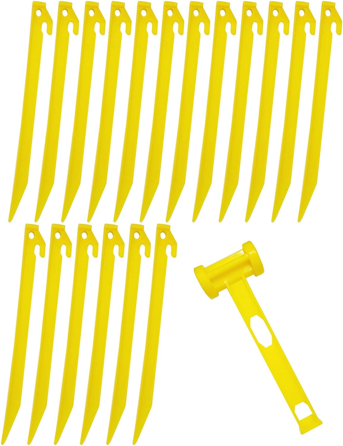 18X Heavy Duty Extra Long 13-3/4" Plastic Tent Awning Pegs, Tent Stakes, Sand Stakes with 1X Hammer for Beach Camping Caravan image number 3
