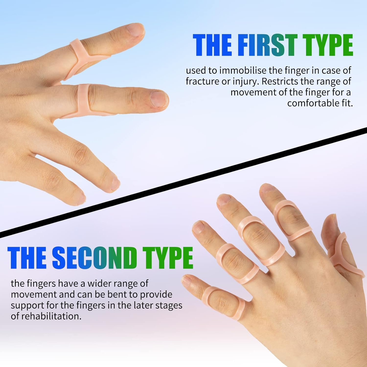 6 Pcs Finger Splints - Finger Splint Kit for Arthritis, Mallet Finger - Thumb Splint, Trigger Finger Splint for Thumb, Middle, Pinky or Ring Finger (Sizes 2, 3, 4)