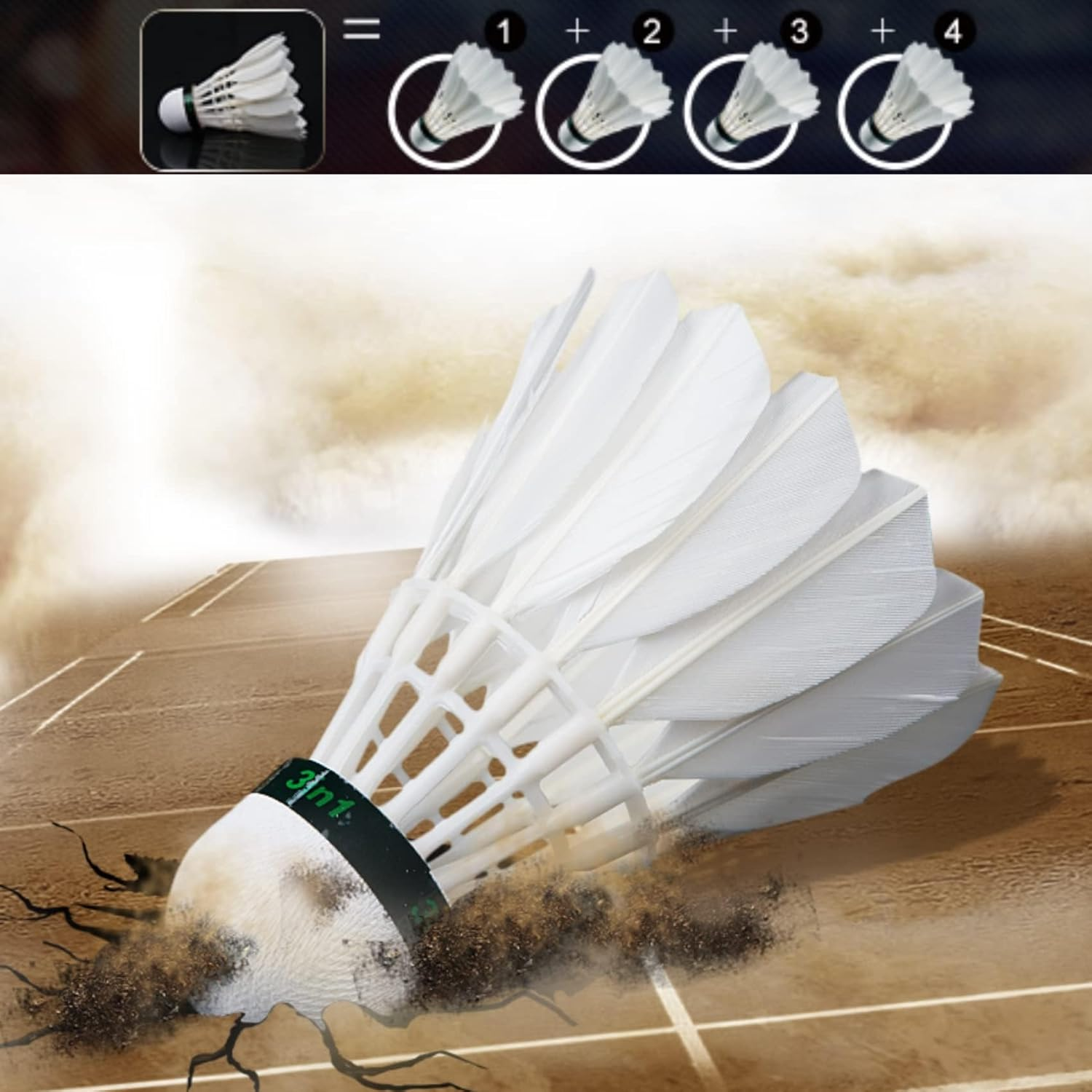 SPPHONEIX 12-Pack Goose Feather Badminton Shuttlecocks with High Durability 3 in 1 Badminton Balls Model D1 image number 6