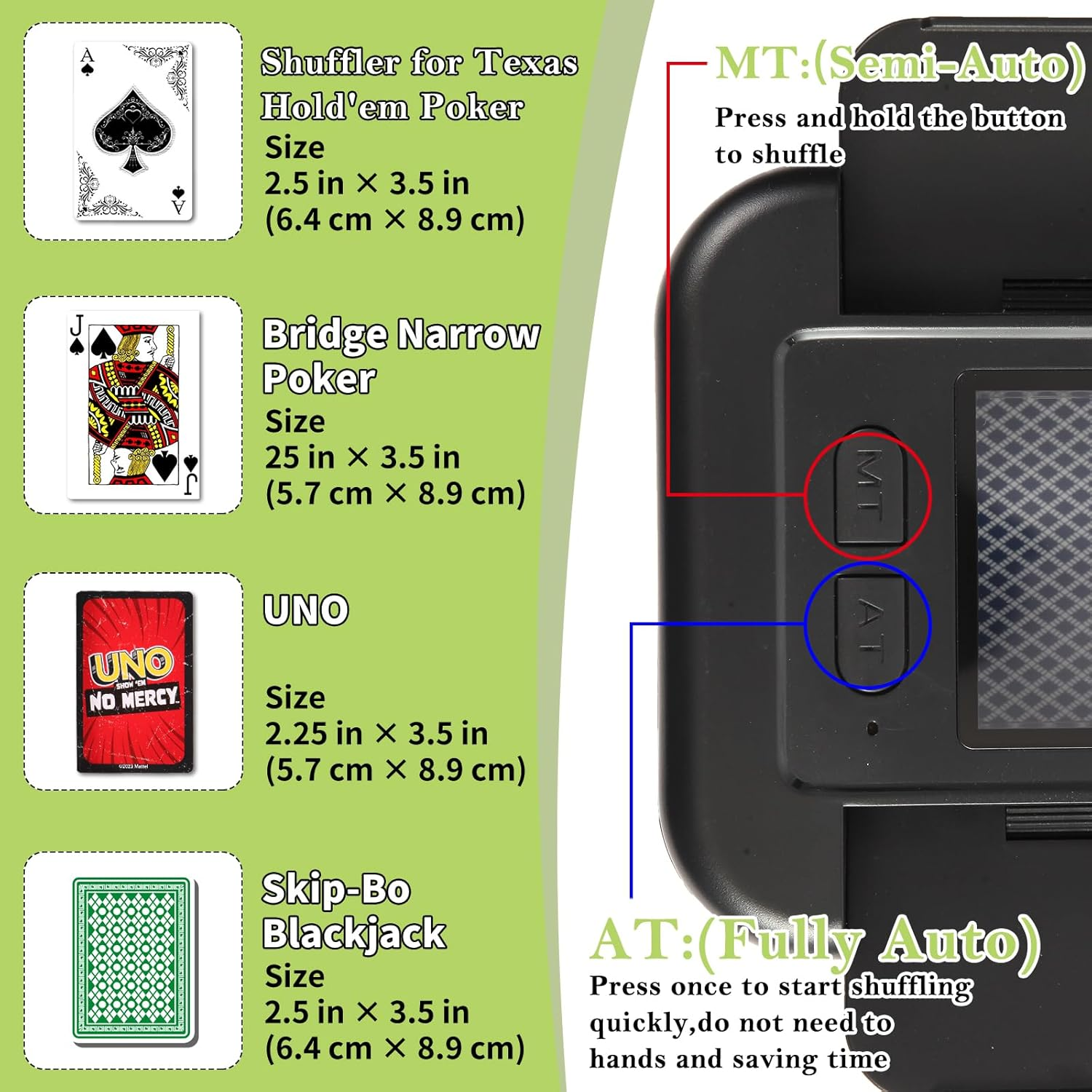 Rechargeable Automatic Card Shuffler for 2 Decks, 2000 Mah Built in Battery USB-C Charge, Low Noise Fast Shuffle, Smart Auto Shuffler for UNO Poker Blackjack Skip-Bo Texas Hold'Em Canasta Skyjo image number 3