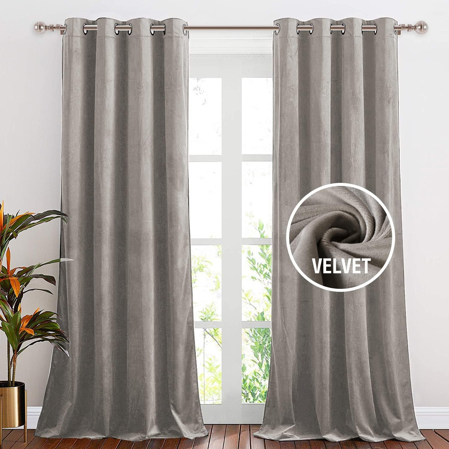 Luxury Velvet Curtains for Bedroom/Living Room Darkening Ultra Thick Soft Velvet Window Curtain Draperies Home Decoration Eyelet Curtains Pair 2 Pieces, Each W132Cm X D213Cm, Stone Blue