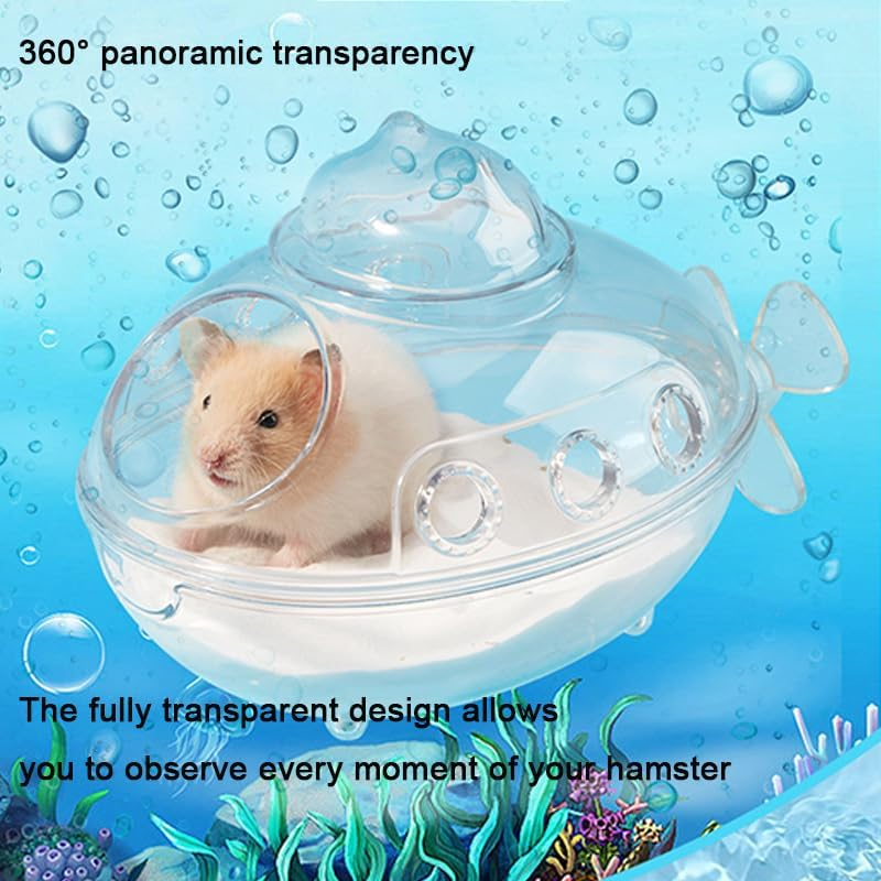 Hamster Bathtub,Transparent Sand Bath Box for Small Pets, Cute Hamster Bathroom & Sleep Pad Nest, Durable Cage Accessory for Hamsters & Small Animals (L)
