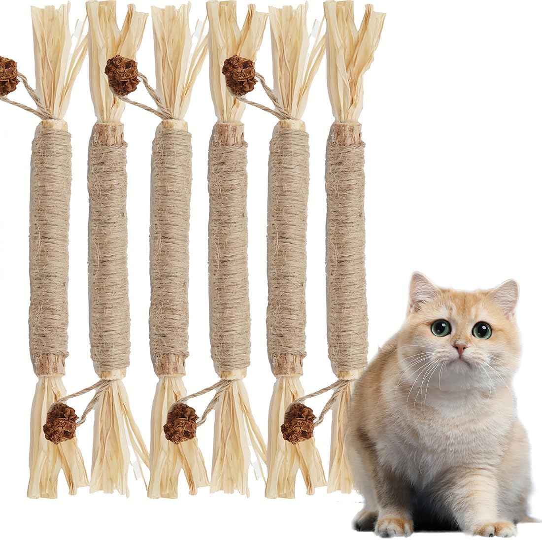 Catnip Sticks, Chew Sticks for Cats, Cats Dental Care Toy, Dental Chew Sticks Help with Tartar & Bad Breath Healthy Hygiene Dental Care (Pack of 6) image number 4
