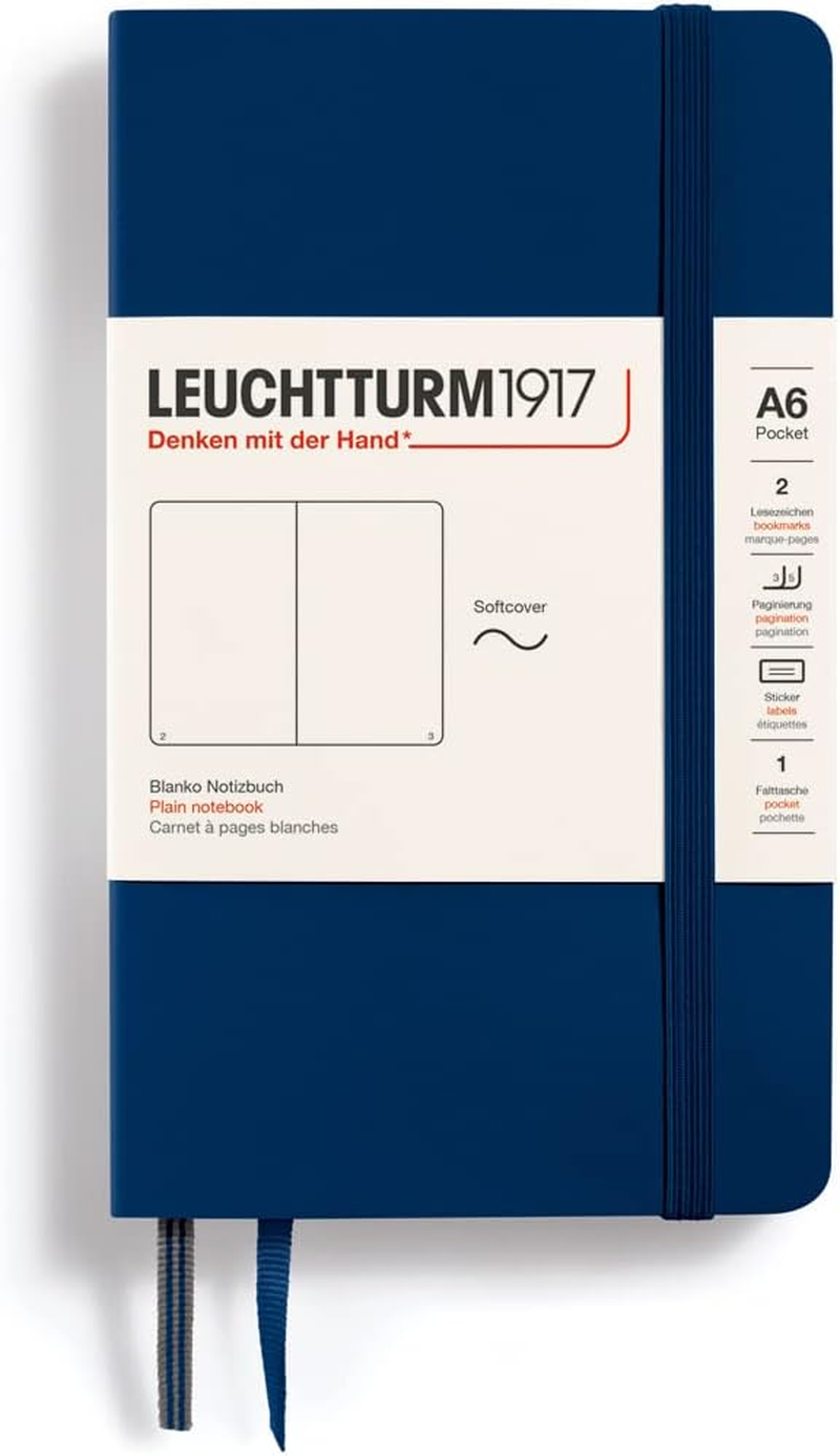 LEUCHTTURM1917 349302 Pocket Notebook (A6) Soft Cover 123 Numbered Pages Blank Navy image number 6