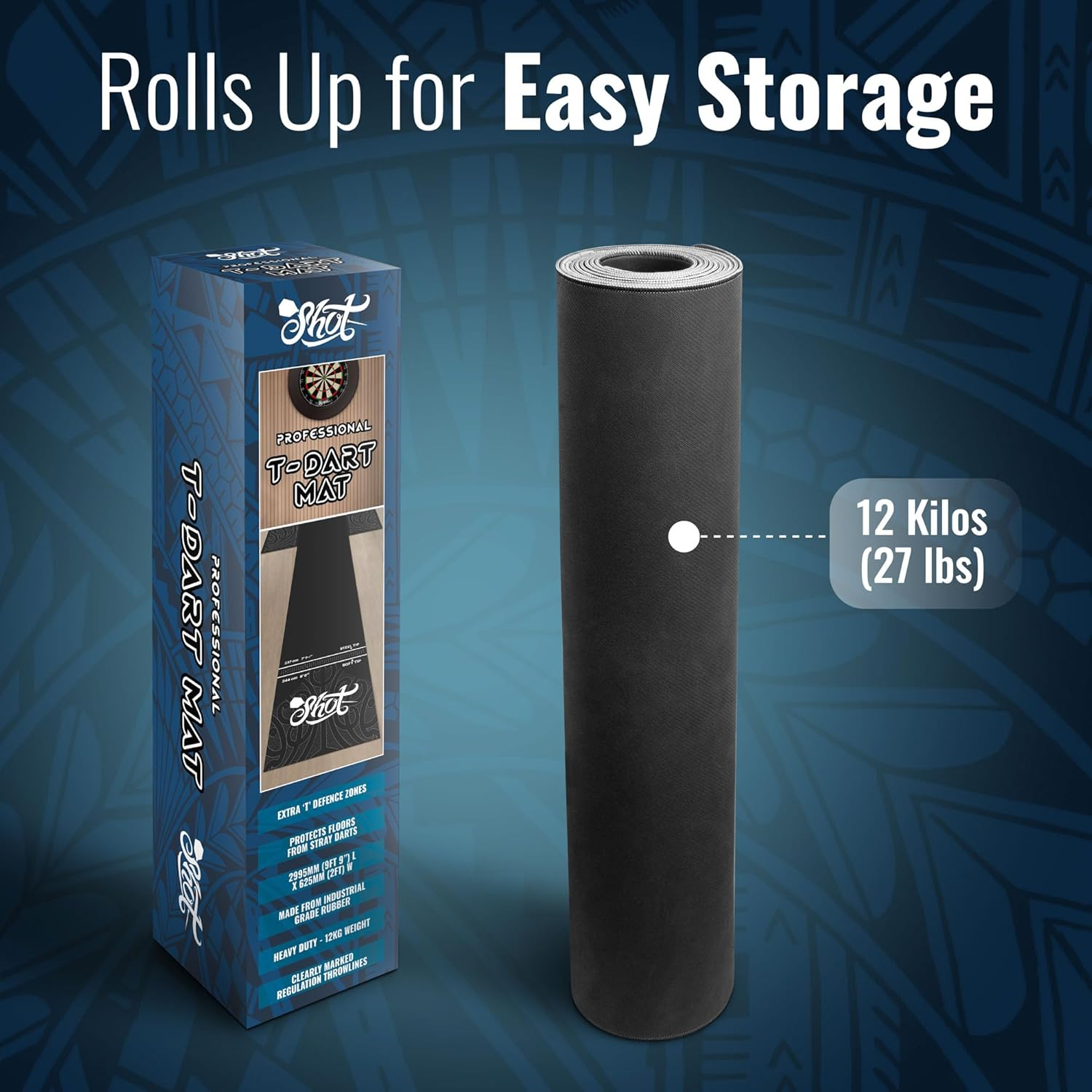 Shot! Darts Professional T Dart Mat-Dart Points and Flooring Protector-Heavy Duty Pro Darts Mat-(9Ft 8" X 2Ft 0") image number 3