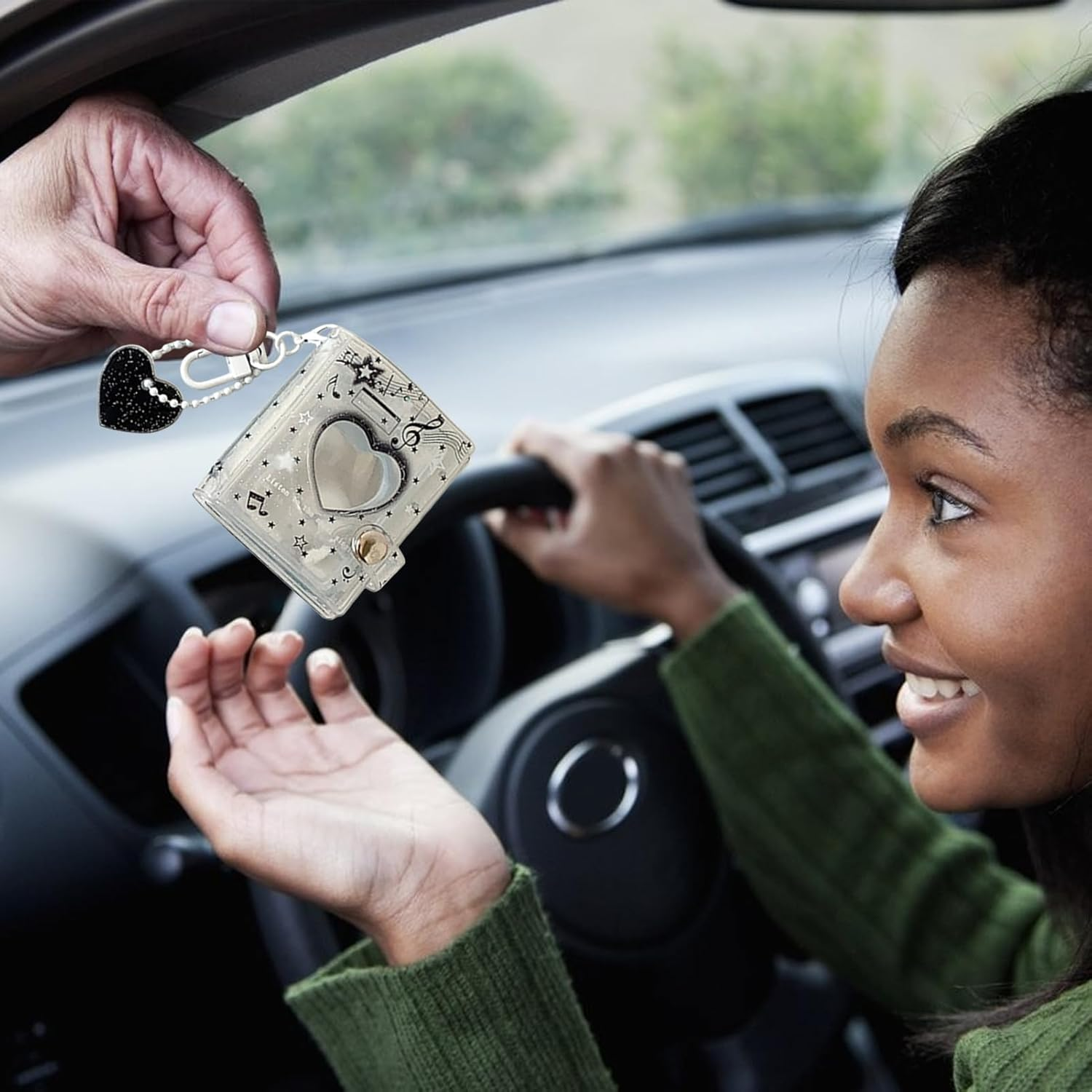 Keychain Photo Frame - Small Double-Sided 12-Pockets Keyring | 2 Inch Photos Storage Holder Keychain,For Wedding Birthday School Travel Office Luggage Backpack Wallet Handbag Kids Adults - White image number 5