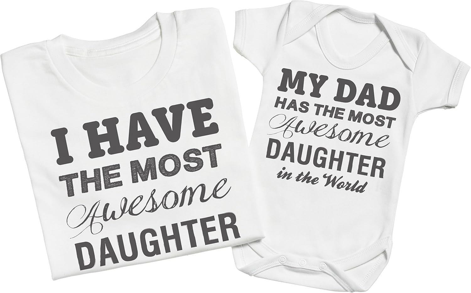 Zarlivia Clothing Most Awesome Daughter - Matching Father Baby Gift Set - Mens T Shirt & Baby Bodysuit - White - Medium & 0-3 Months image number 4