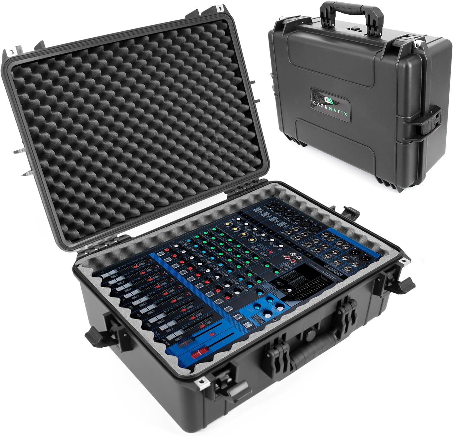 Casematix Waterproof Audio Mixer Case Compatible with Yamaha MG12XU 12 Channel Mixing Console Fits 17.0" X 12.1" X 5.0" Mixers and Cables image number 6