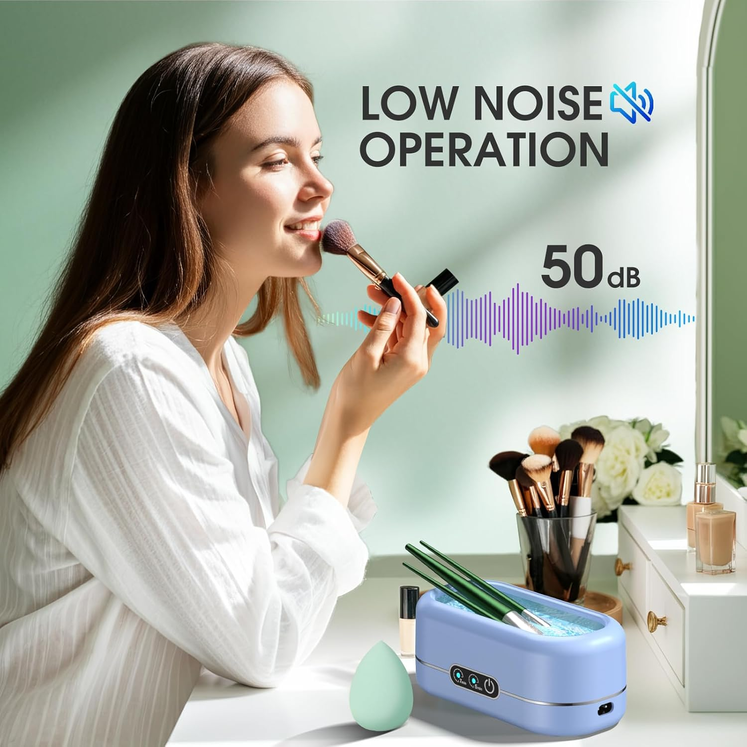 Professional Ultrasonic Jewelry Cleaner with Digital Timer,50Khz Ultrasonic Cleaner Machine with 304 Stainless Steel for Jewelry,Eyeglasses, Rings, Coin, Watch Strap, Dentures, Hygiene Items (Blue) image number 6