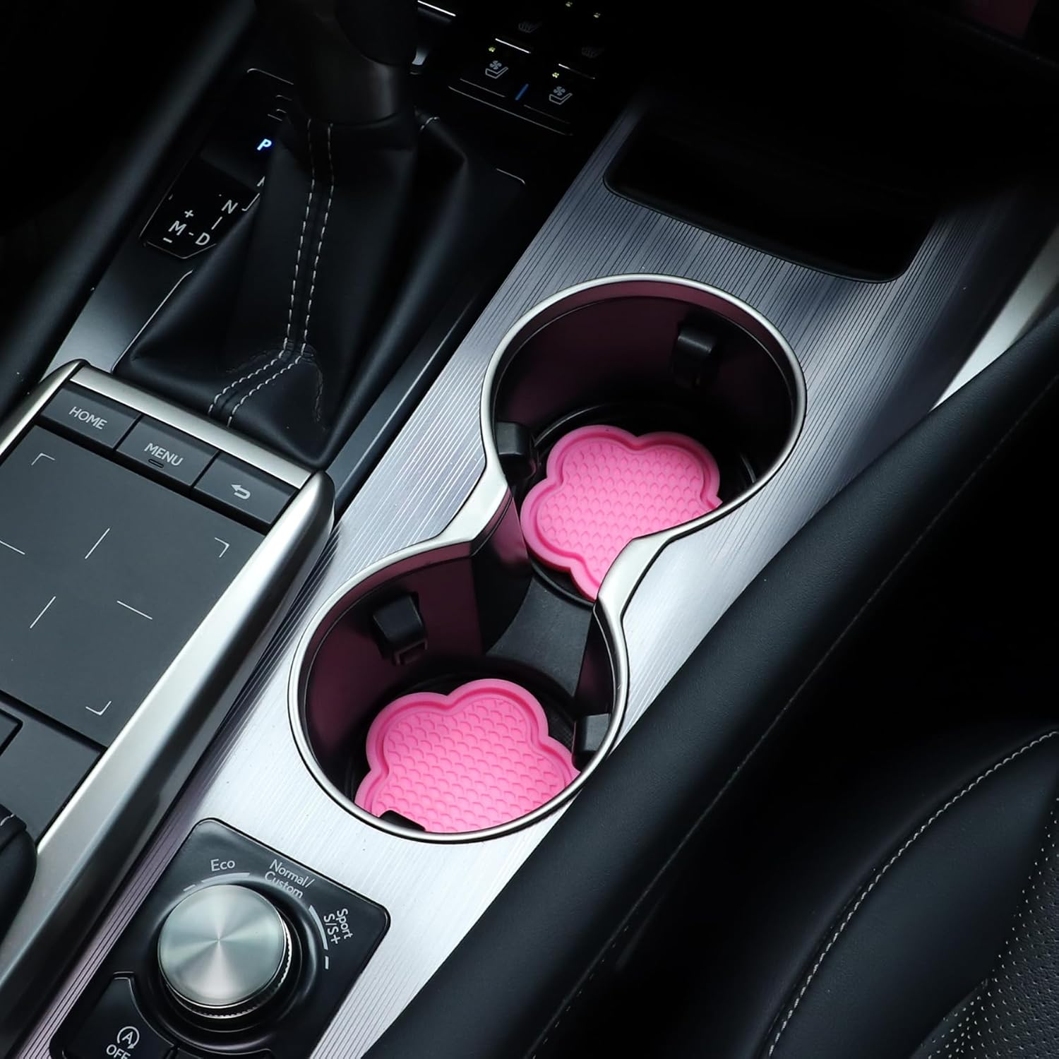 Garhomxy Car Cup Coaster, 4Pcs Universal Non-Slip Cup Holder Coaster, PVC Flower Shaped Car Cup Holder Coaster, Crystal Car Accessories Interior (Pink) image number 6