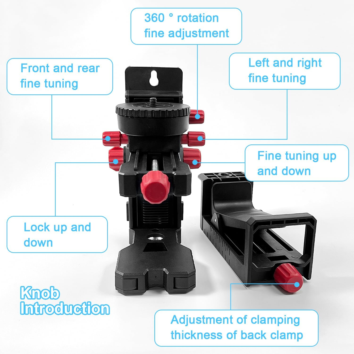 Fine Adjustment Bracket for Cross Line Laser, Multi Holder, Magnetic Stand, Multifunctional Magnetic Swivel Base with Adjustable Clip, Alternative to 1/4 Inch Thread & Height Adjustment-Pv10 image number 3